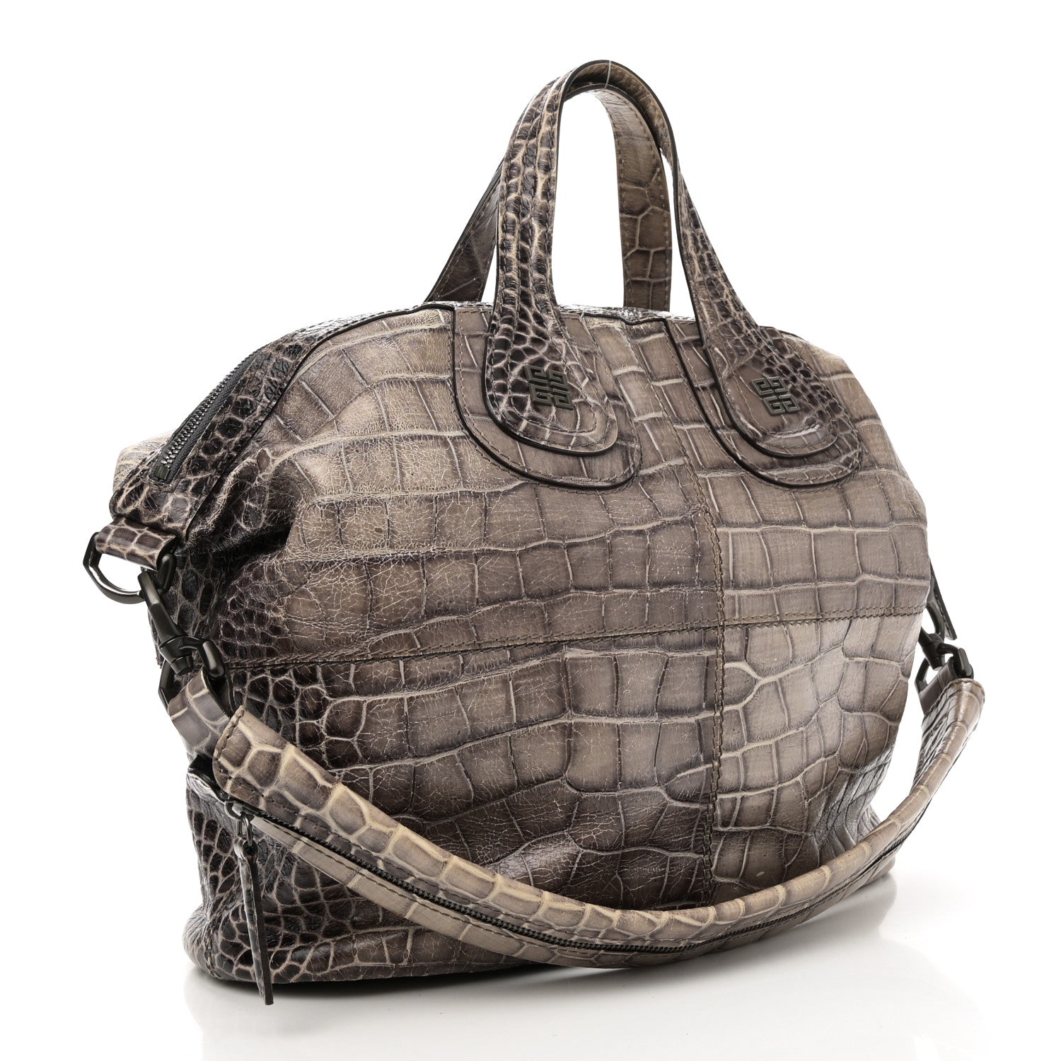 Calfskin Crocodile Embossed Medium Nightingale Brown