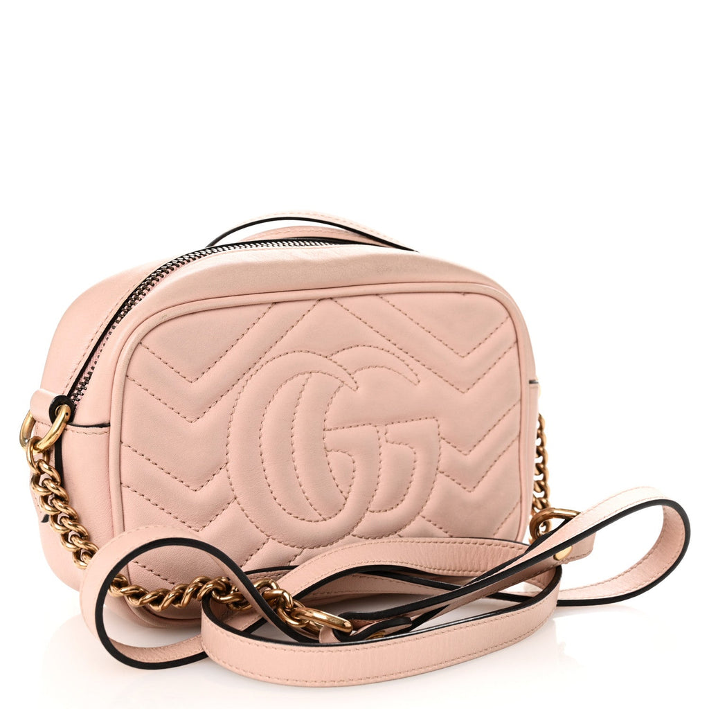 Calfskin Matelasse Mini GG Marmont Chain Shoulder Bag Perfect Pink