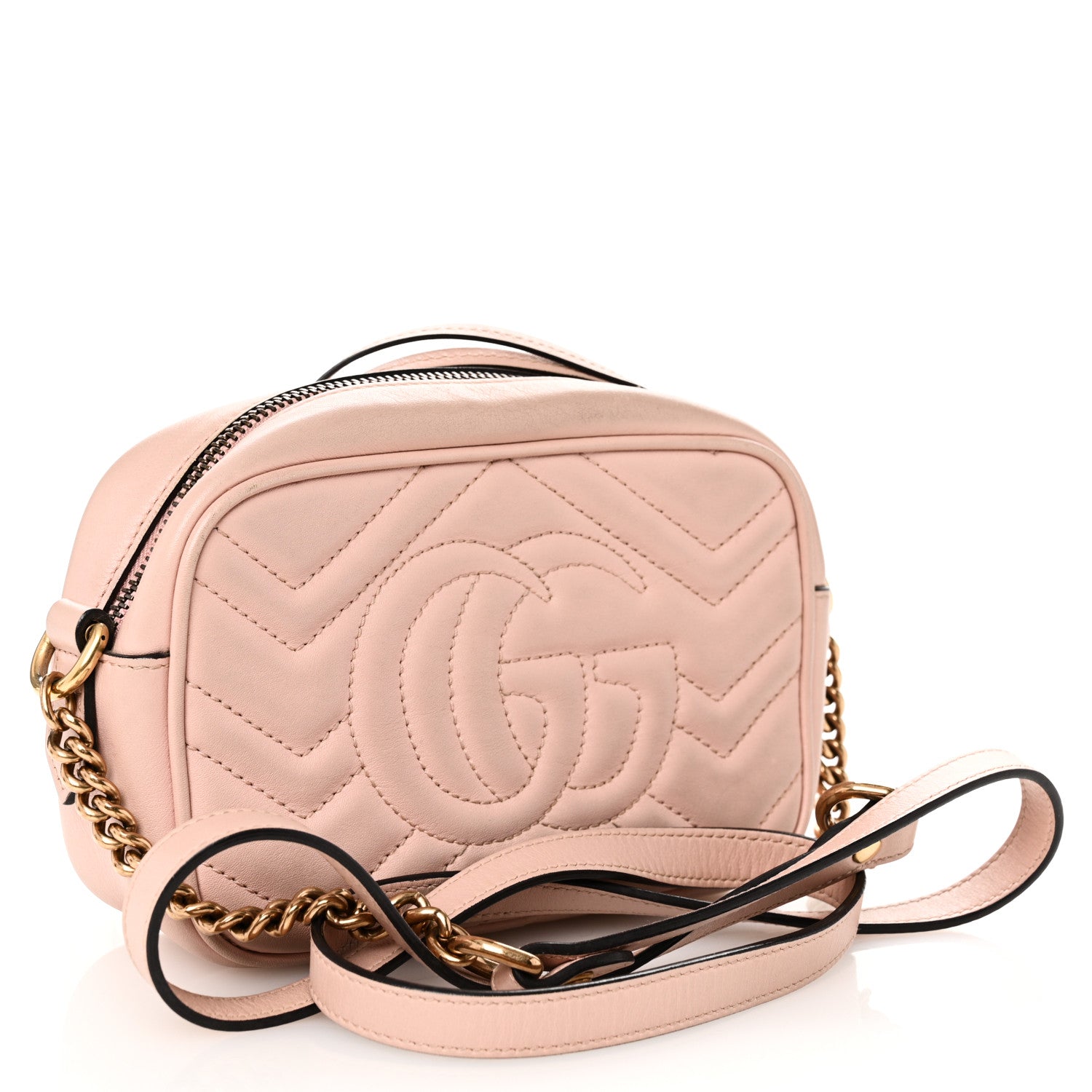 Calfskin Matelasse Mini GG Marmont Chain Shoulder Bag Perfect Pink