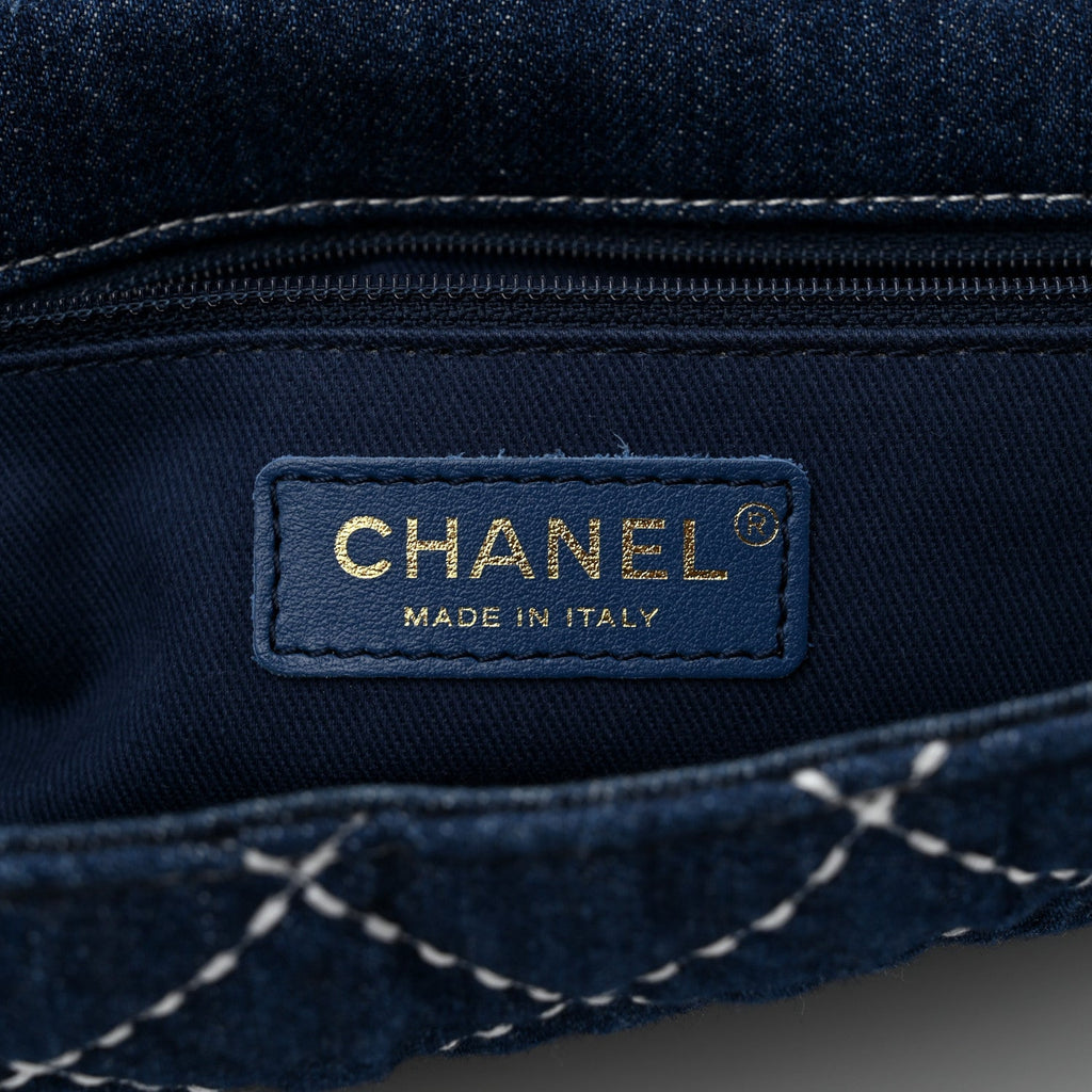 Denim Quilted Medium Denim Trip Single Flap Blue