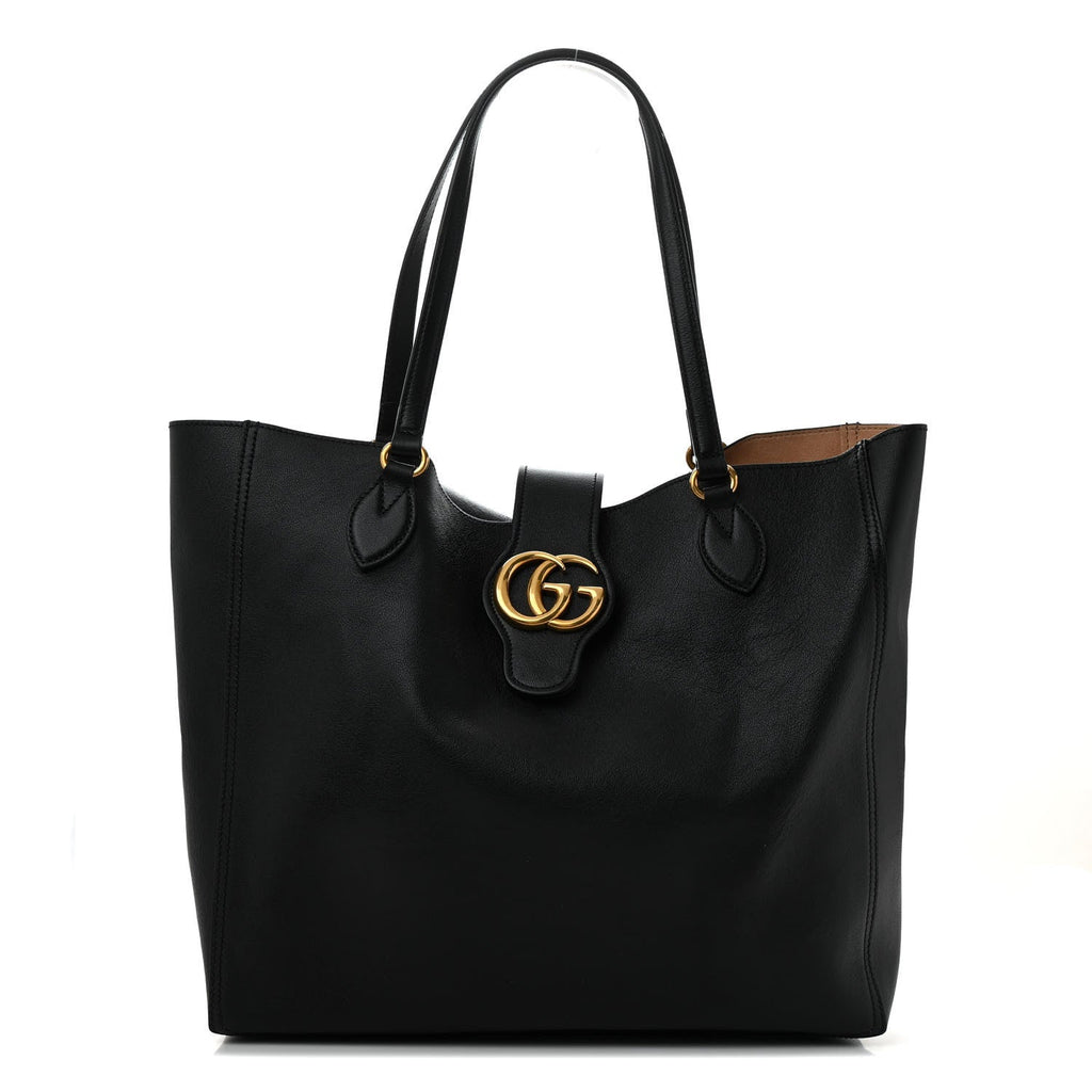 New Sakai Calfskin Lux Medium Dahlia Tote Black