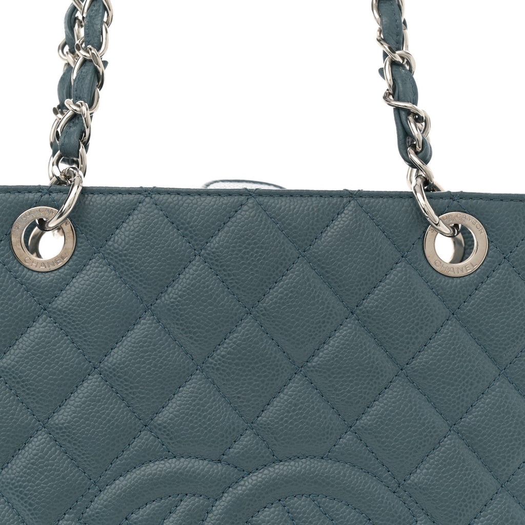 Caviar Quilted Petit Shopping Tote PST Blue