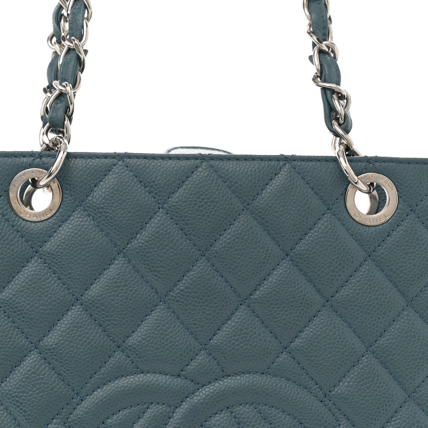 Caviar Quilted Petit Shopping Tote PST Blue