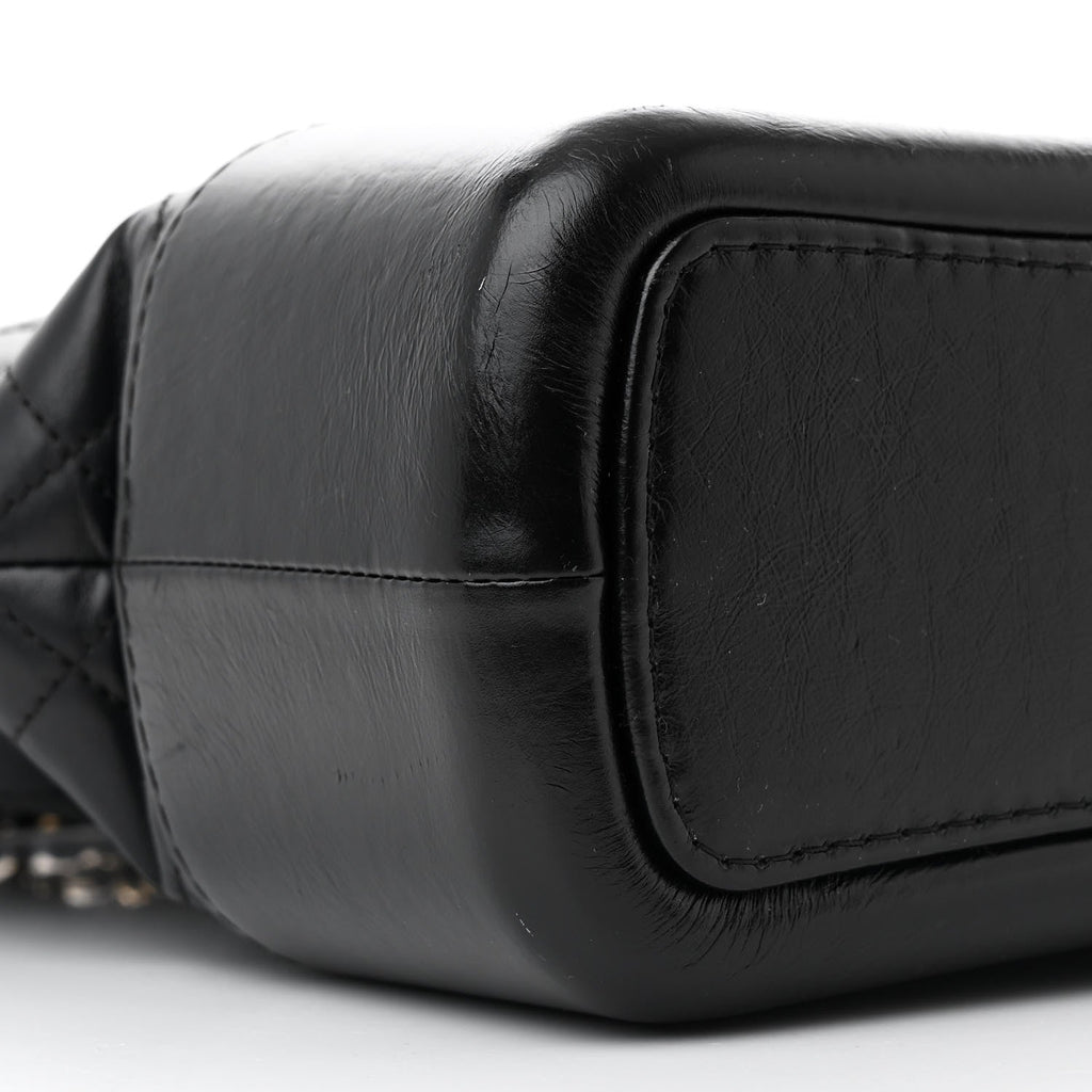 Aged Calfskin Quilted Large Gabrielle Hobo Black