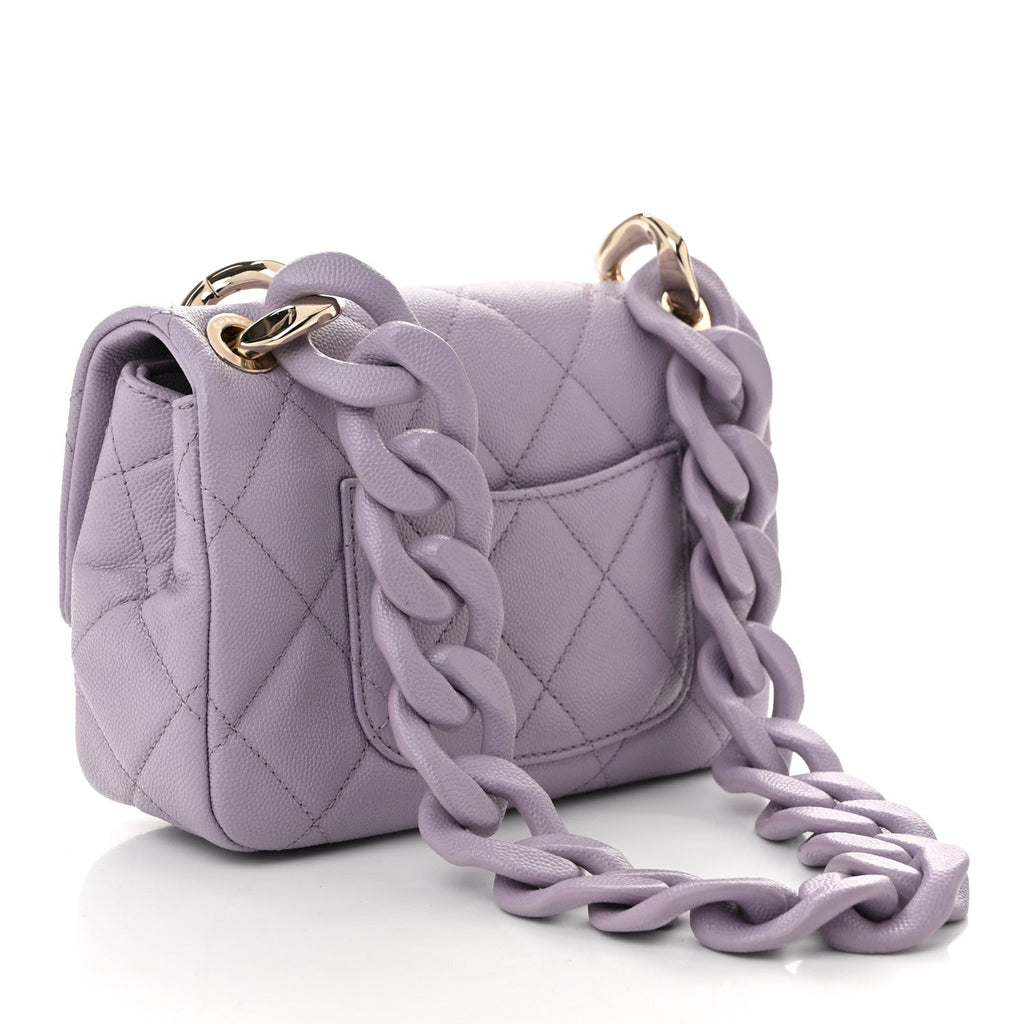 Caviar Quilted Funky Match Mini Flap Light Purple