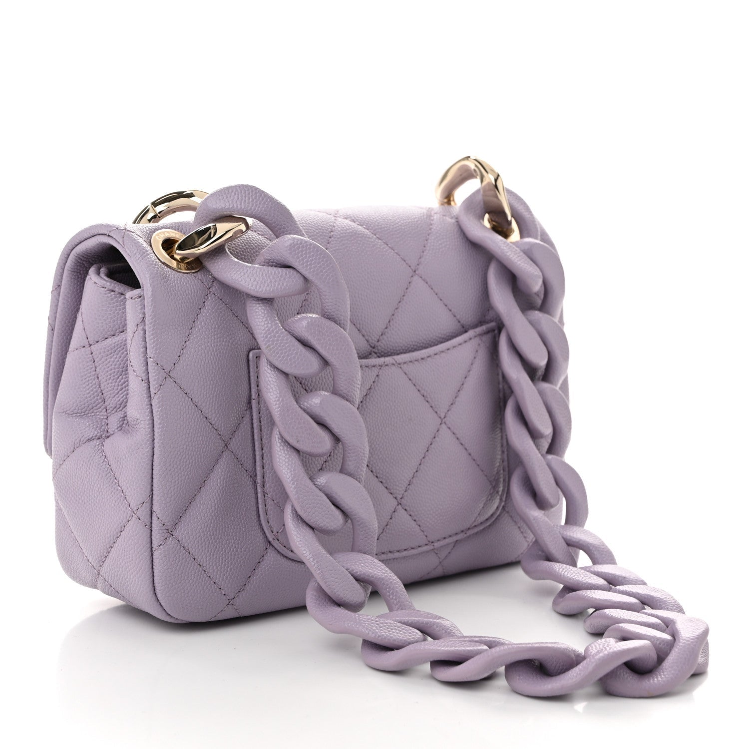 Caviar Quilted Funky Match Mini Flap Light Purple