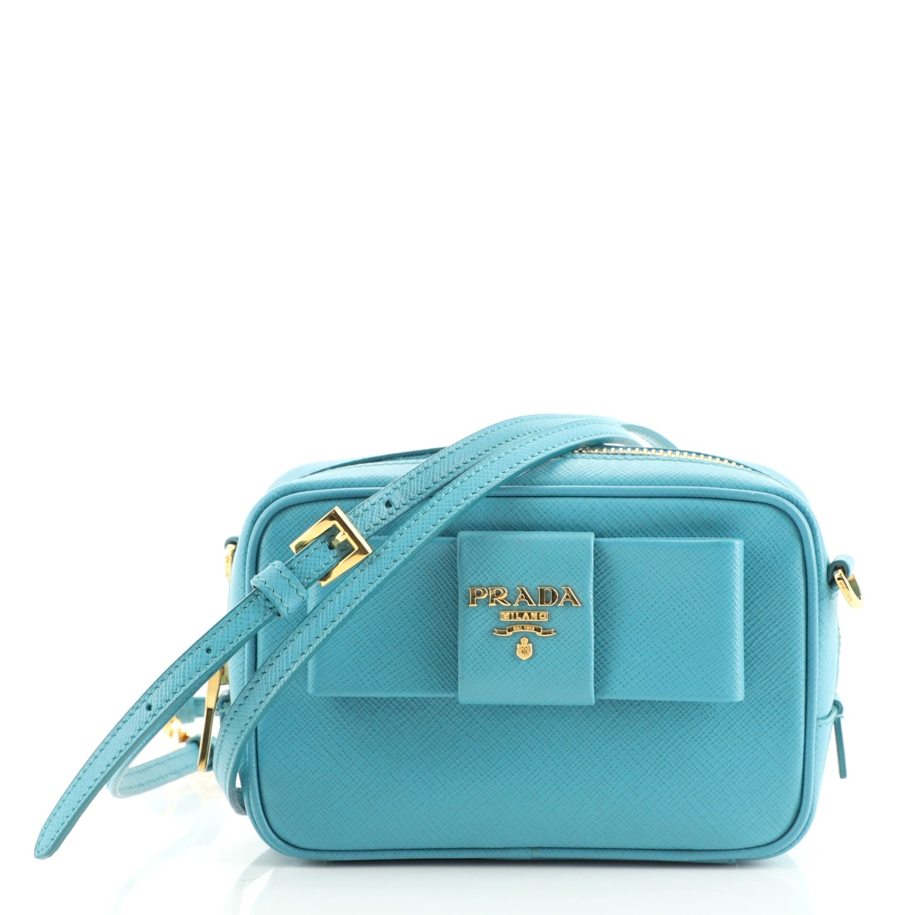 Bow Camera Crossbody Bag Saffiano Leather Mini