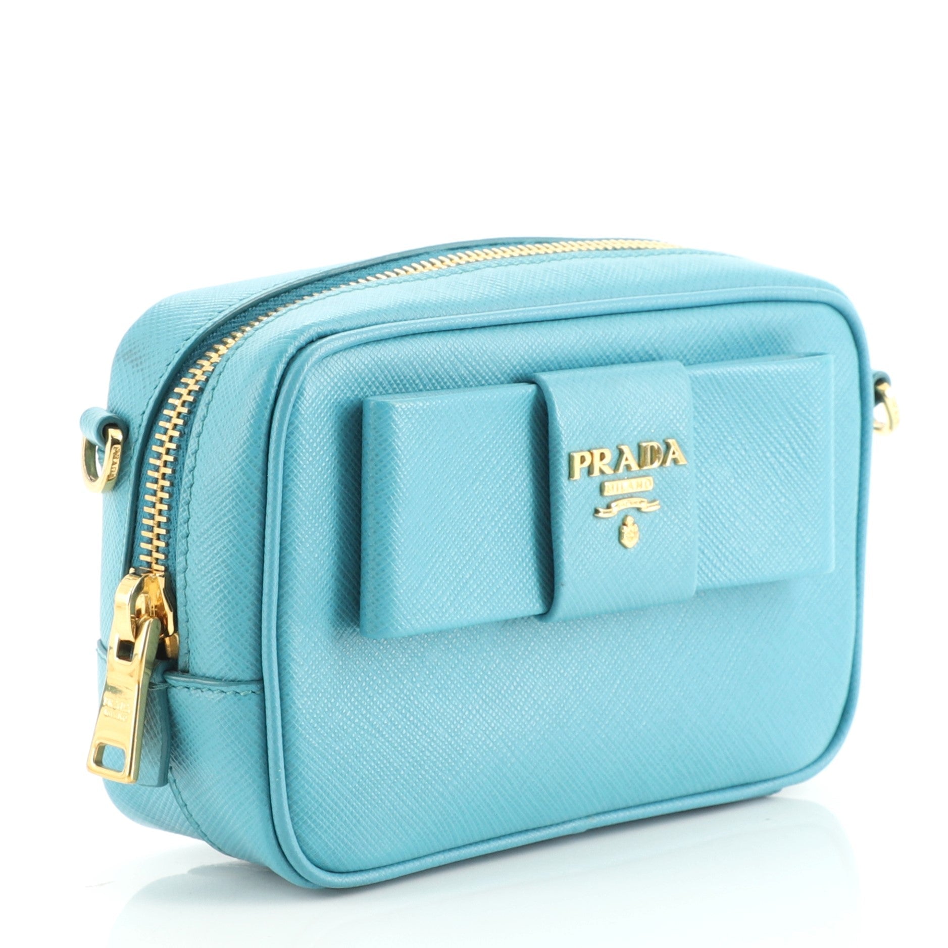 Bow Camera Crossbody Bag Saffiano Leather Mini