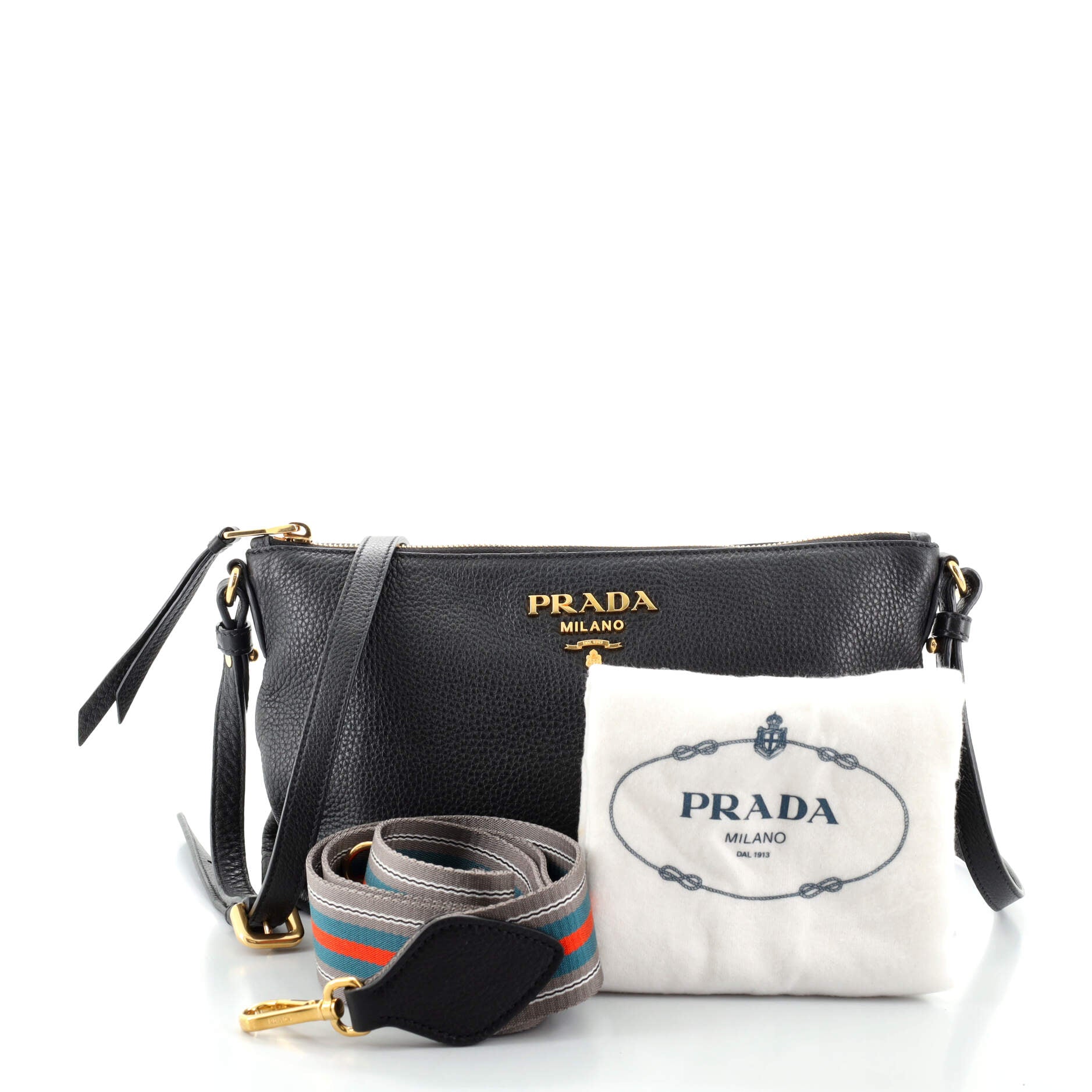 Flat Zip Crossbody Bag Vitello Daino Mini