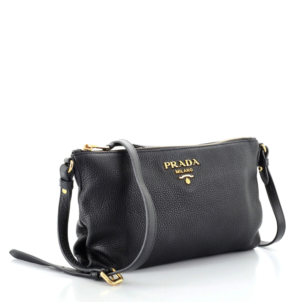 Flat Zip Crossbody Bag Vitello Daino Mini
