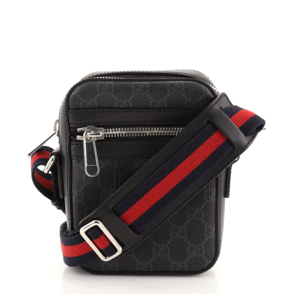 Web Strap Front Zip Messenger Bag GG Coated Canvas Mini