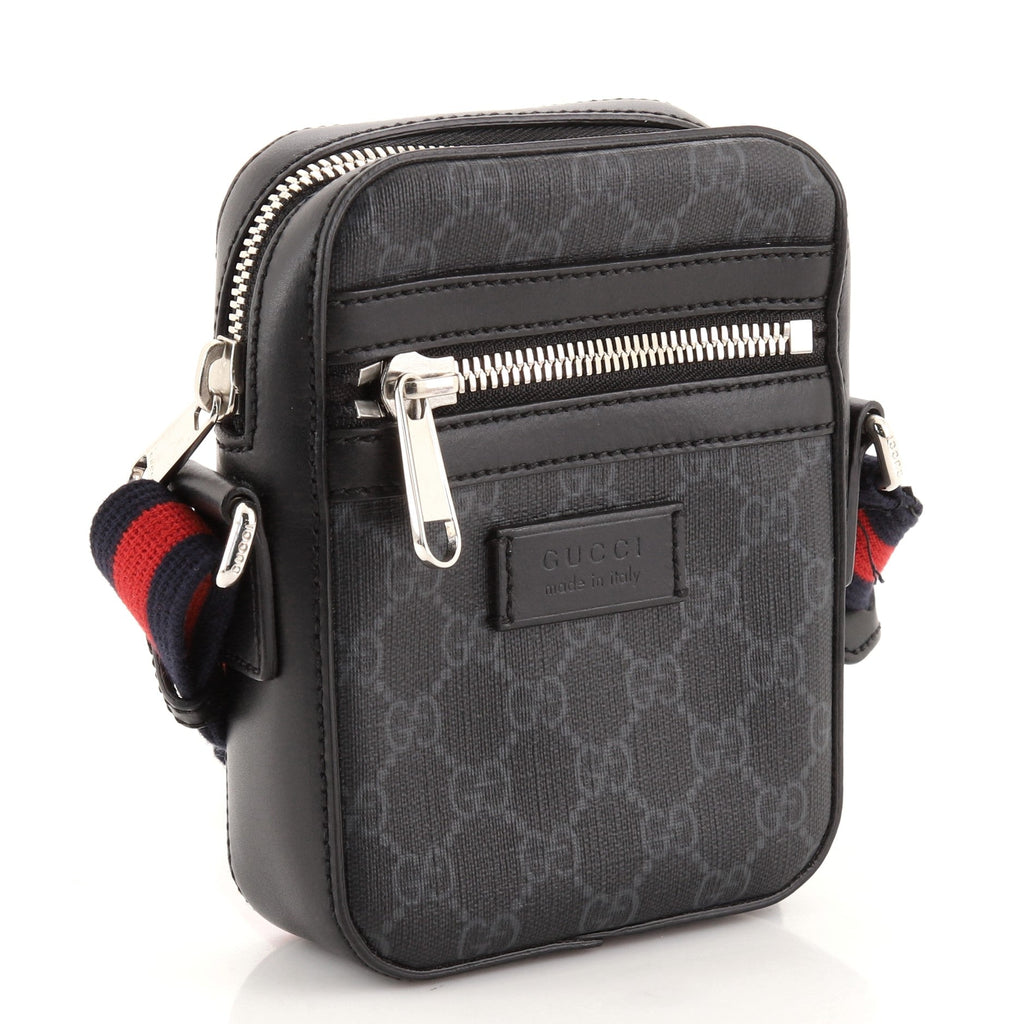 Web Strap Front Zip Messenger Bag GG Coated Canvas Mini