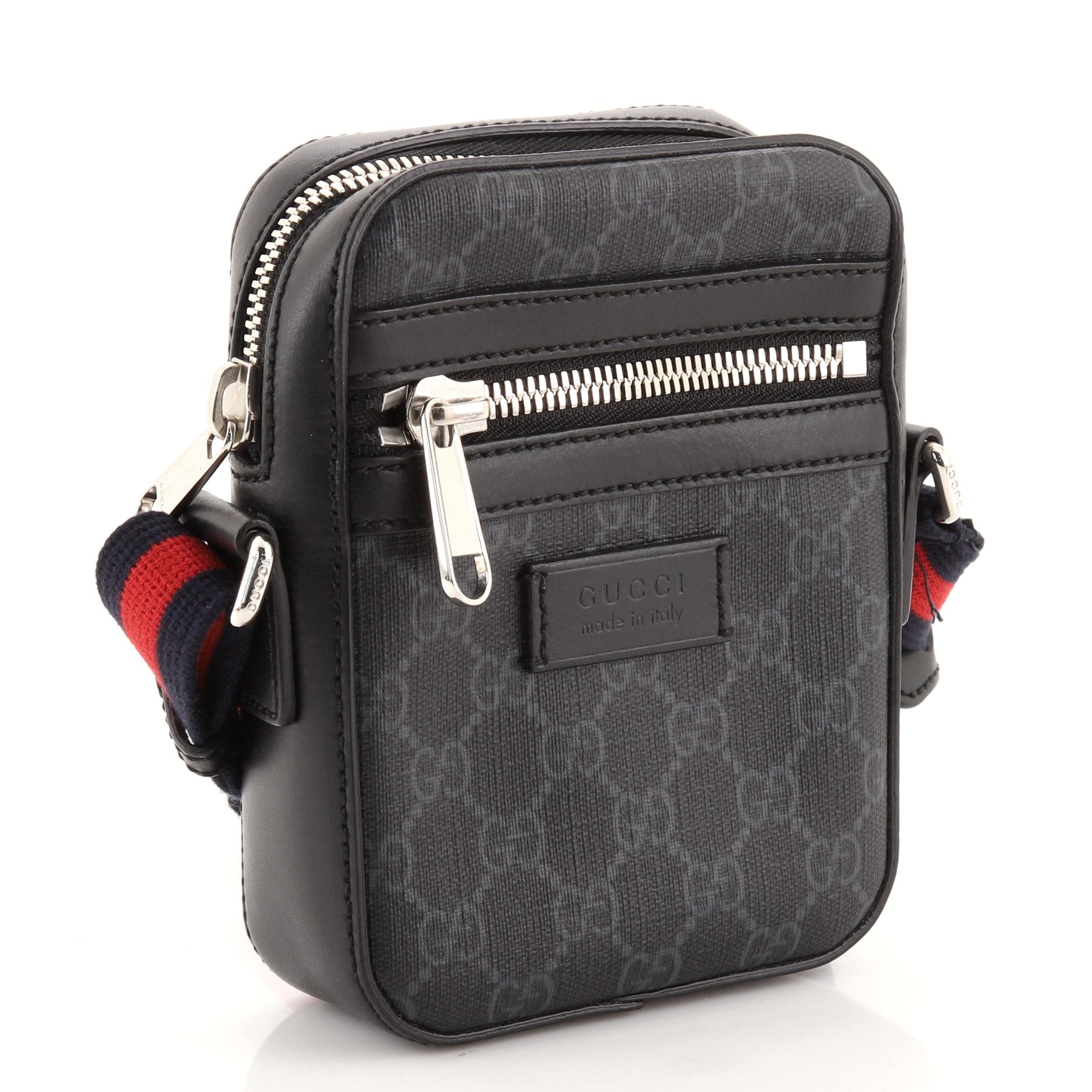 Web Strap Front Zip Messenger Bag GG Coated Canvas Mini