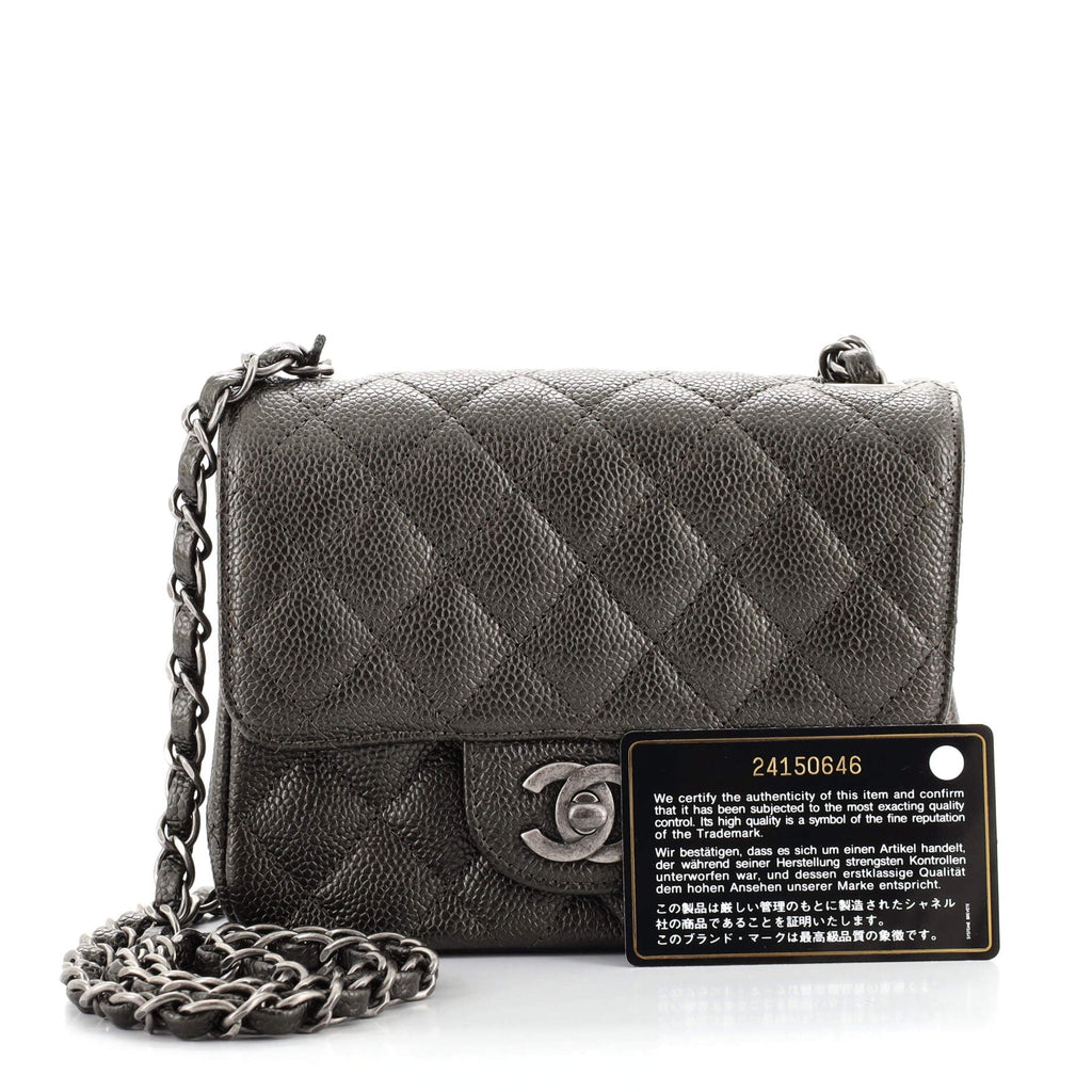 Vintage Square Classic Single Flap Bag Quilted Caviar Mini