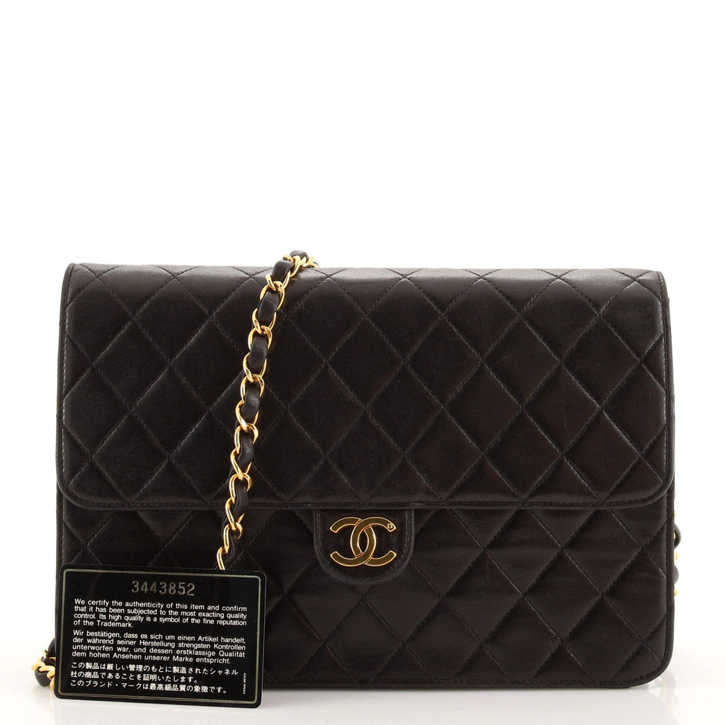 Vintage Clutch with Chain Quilted Leather Medium