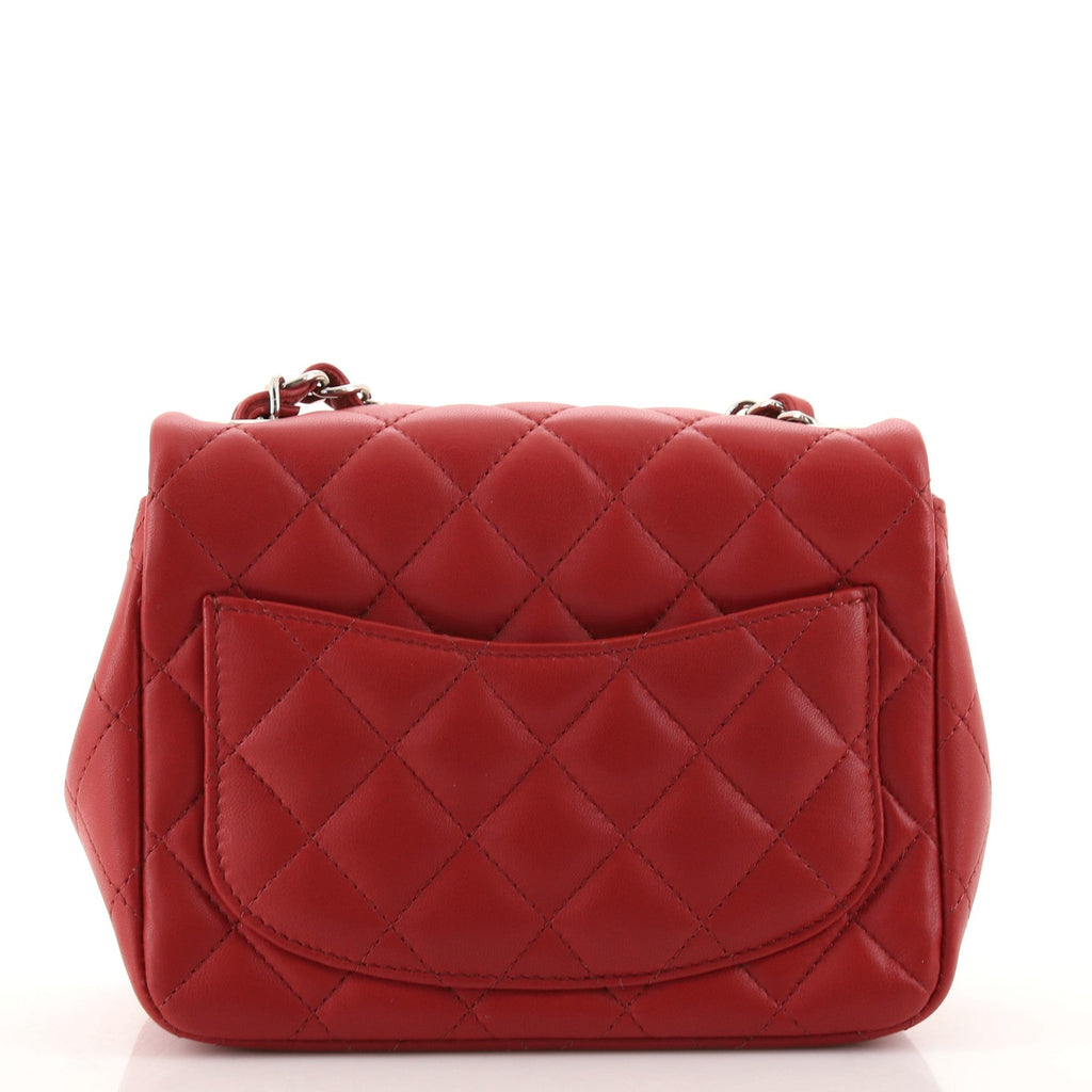 Square Classic Single Flap Bag Quilted Lambskin Mini