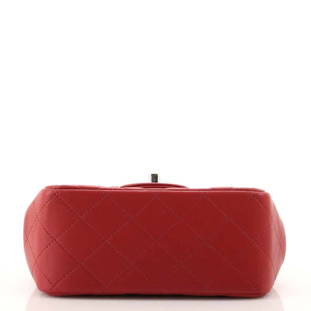 Square Classic Single Flap Bag Quilted Lambskin Mini