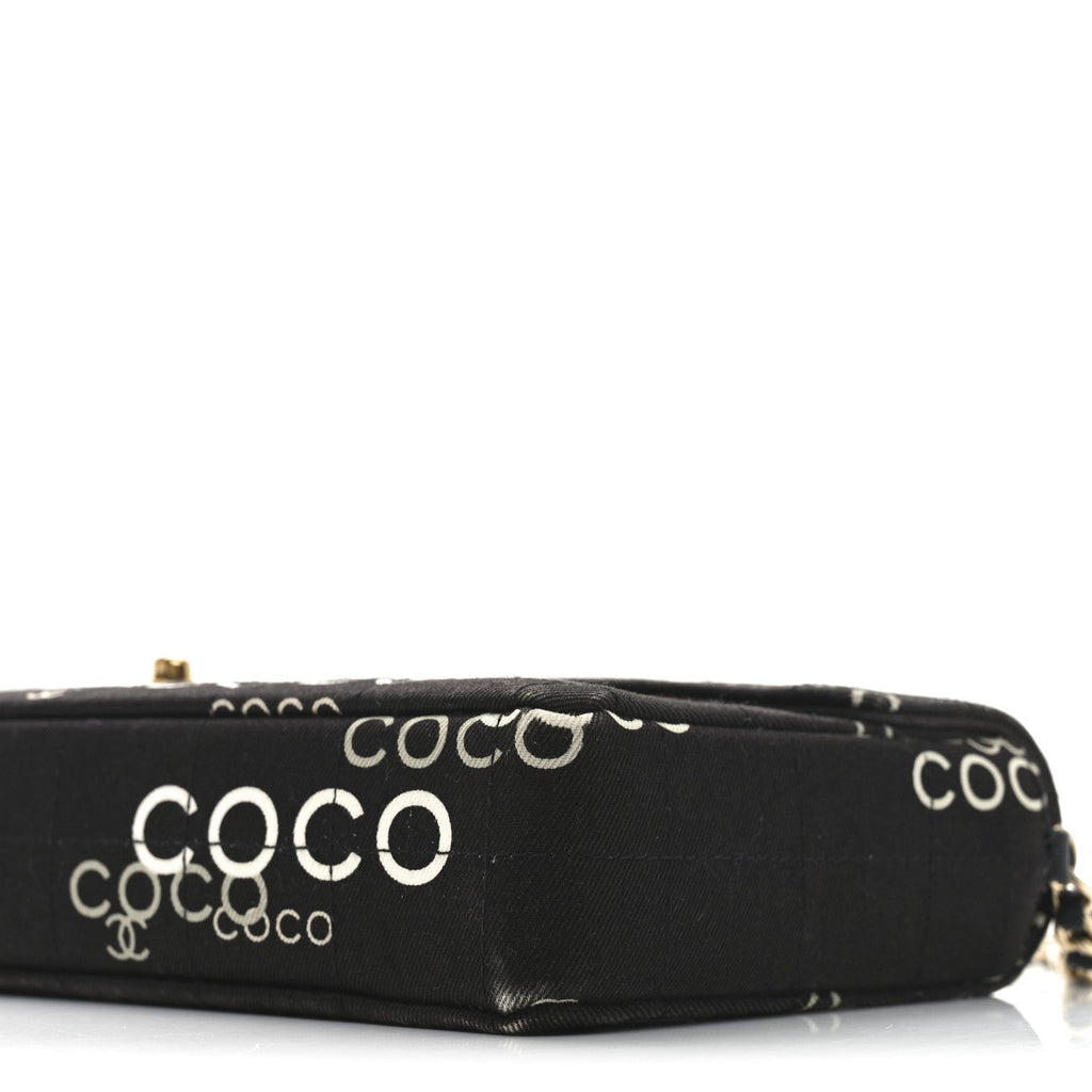 Canvas Square Quilted Coco East West Flap Black