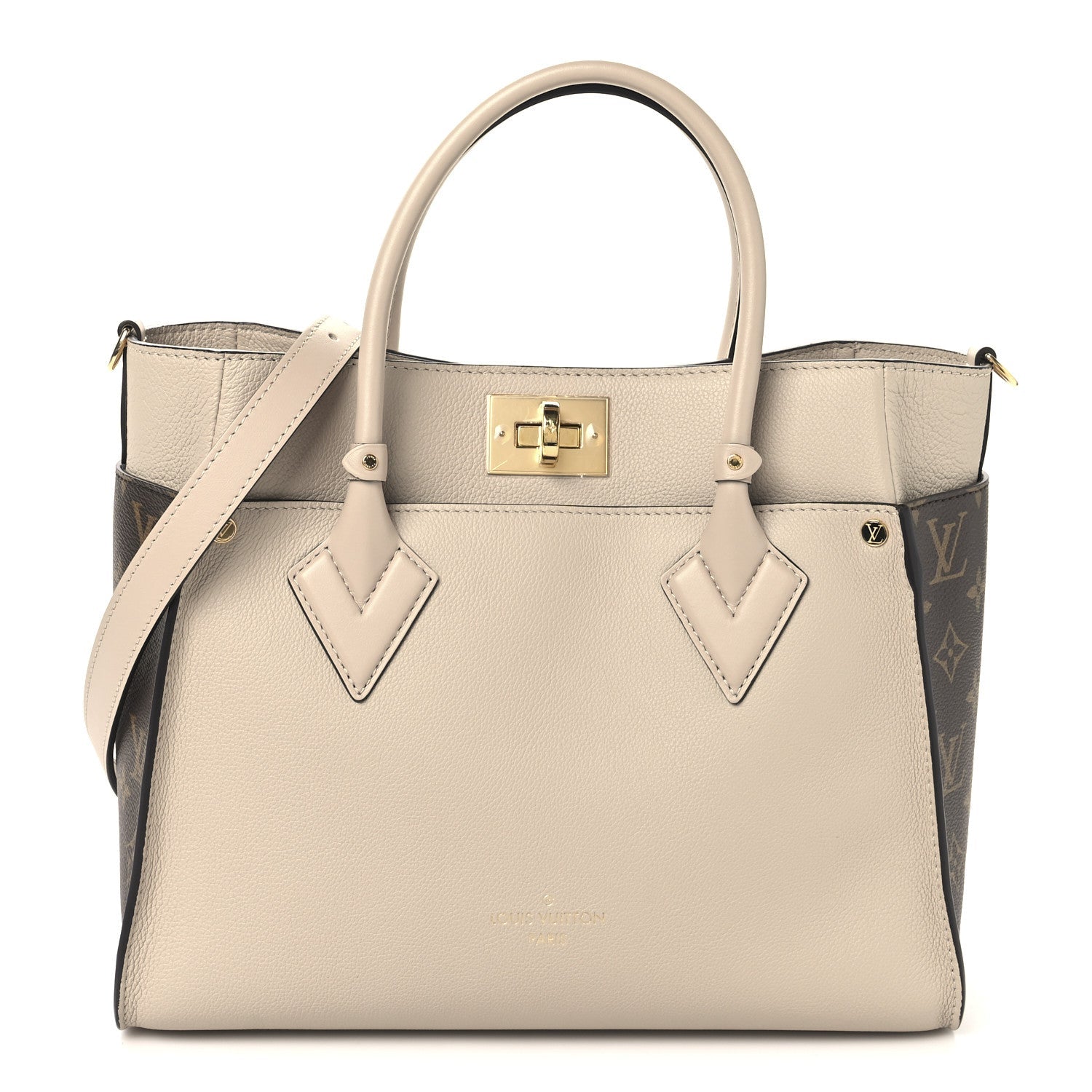 Calfskin Monogram On My Side MM Greige