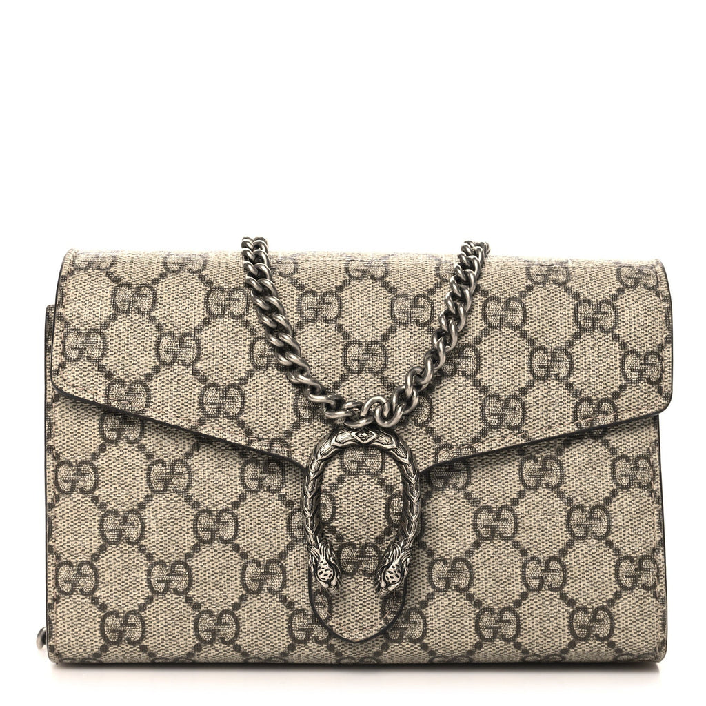 GG Supreme Monogram Mini Dionysus Chain Wallet Beige Taupe