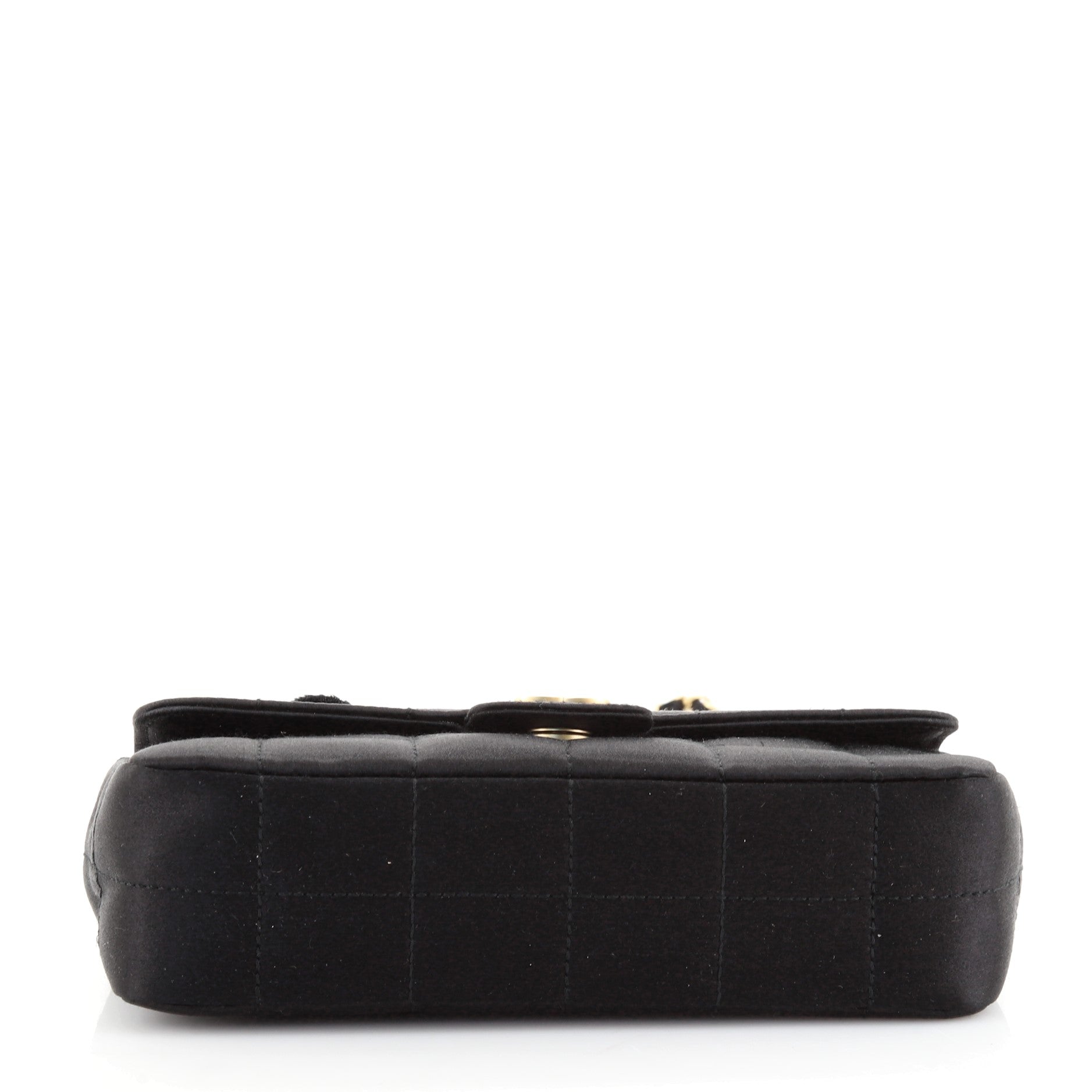Camellia Chocolate Bar Flap Bag Quilted Satin Mini
