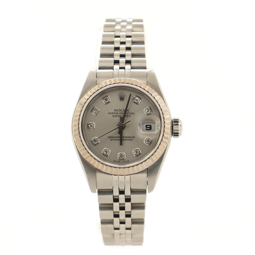 Oyster Perpetual Datejust Automatic Watch Stainless Steel and White Gold with Diamond Markers 26
