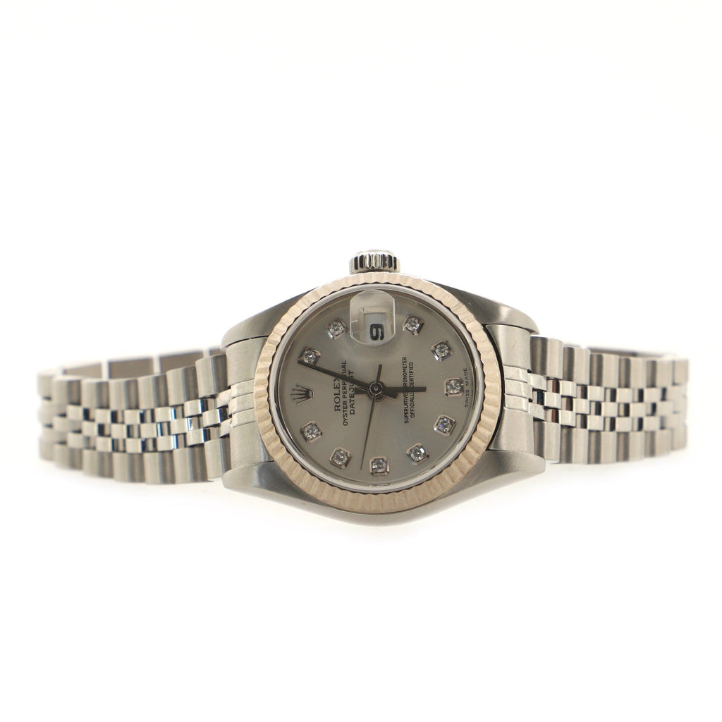 Oyster Perpetual Datejust Automatic Watch Stainless Steel and White Gold with Diamond Markers 26