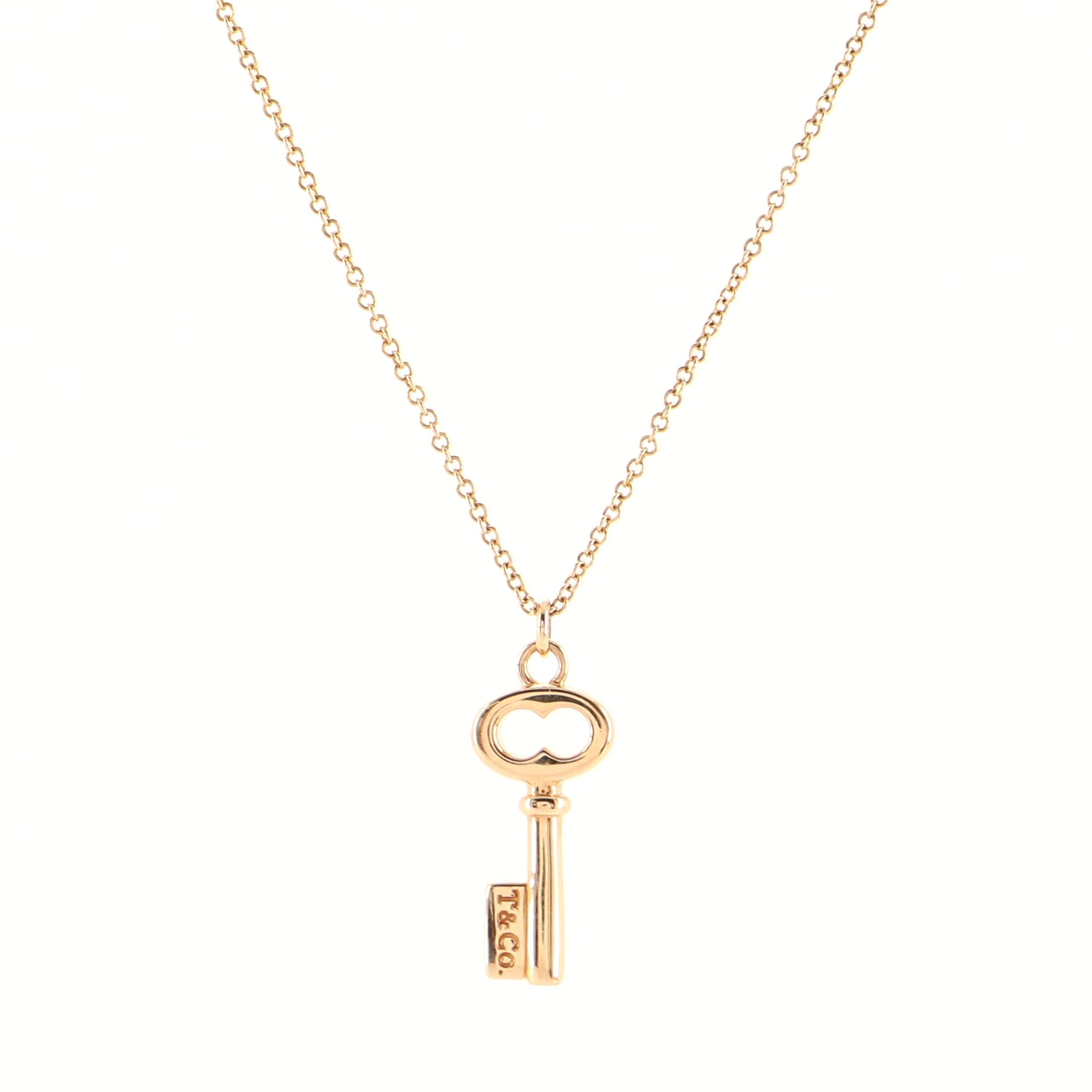 Key Pendant Necklace 18K Rose Gold Mini