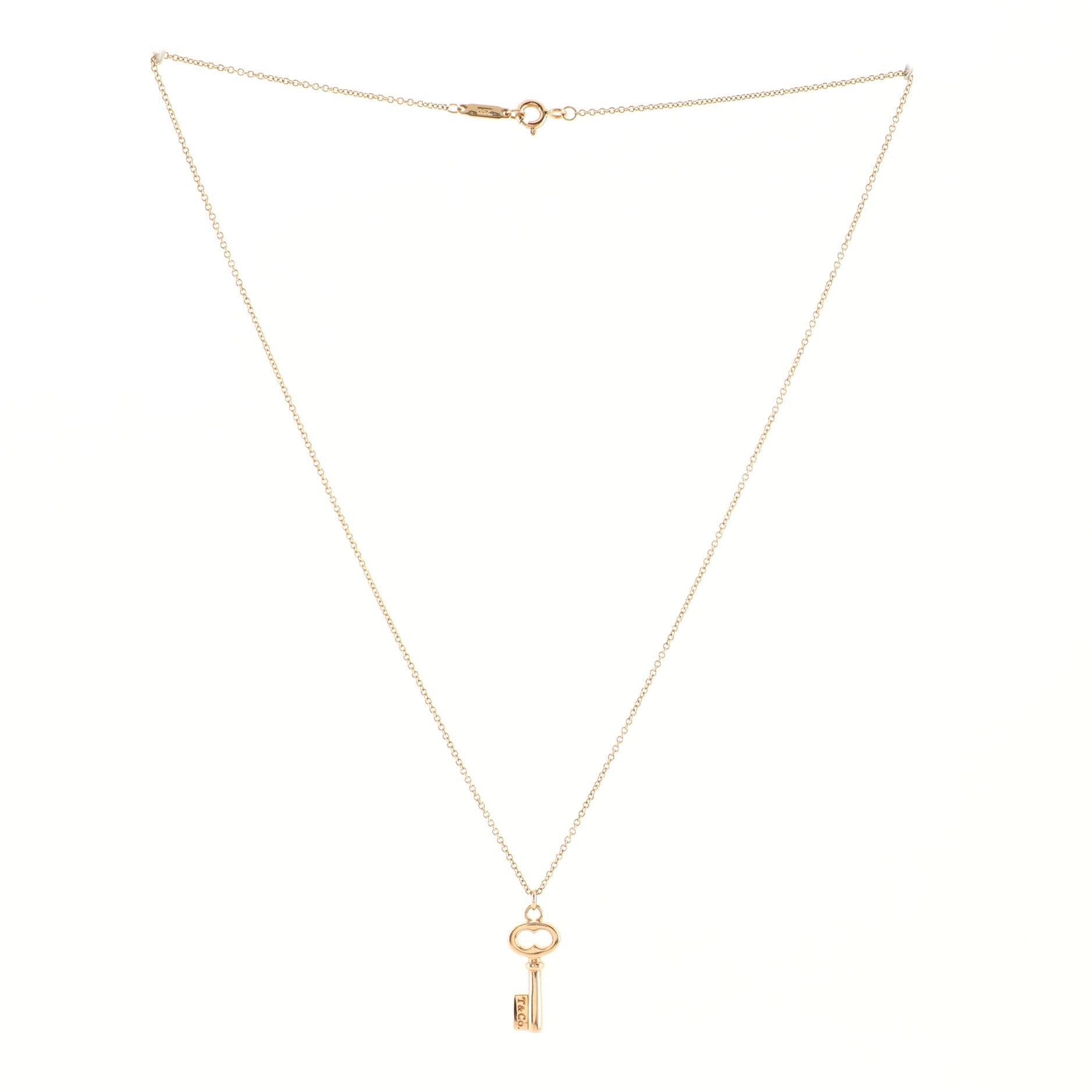 Key Pendant Necklace 18K Rose Gold Mini