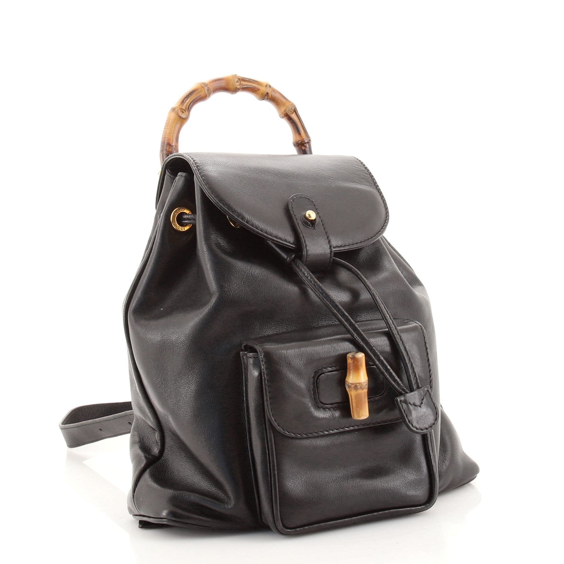 Vintage Bamboo Backpack Leather Mini