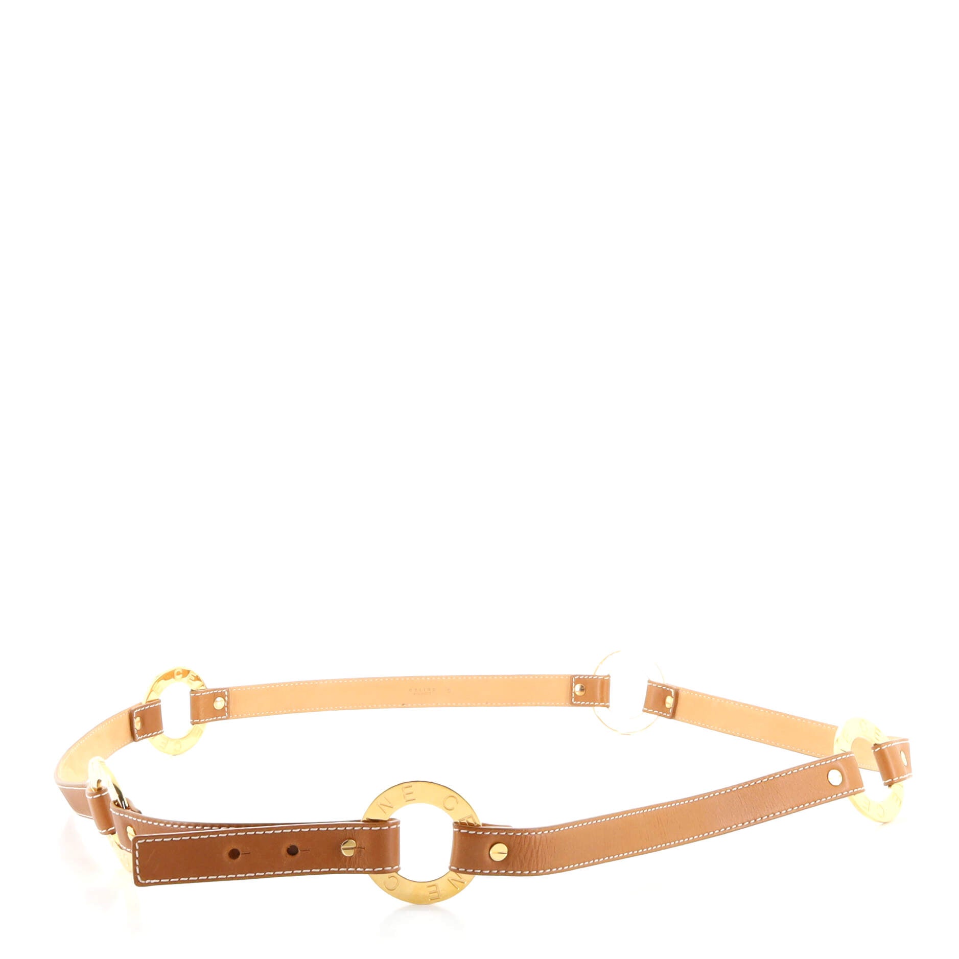 Vintage Logo Circle Belt Leather and Metal 170