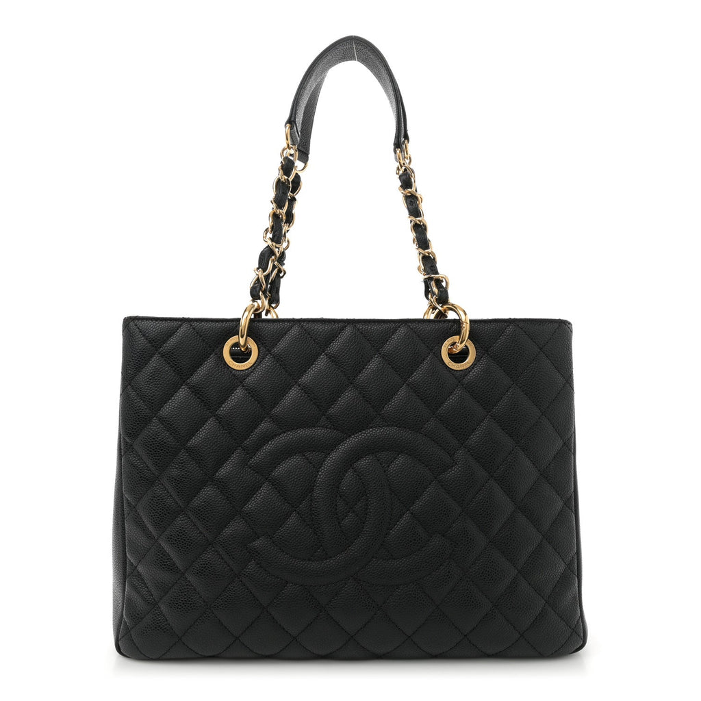 Caviar Quilted Grand Shopping Tote GST Black