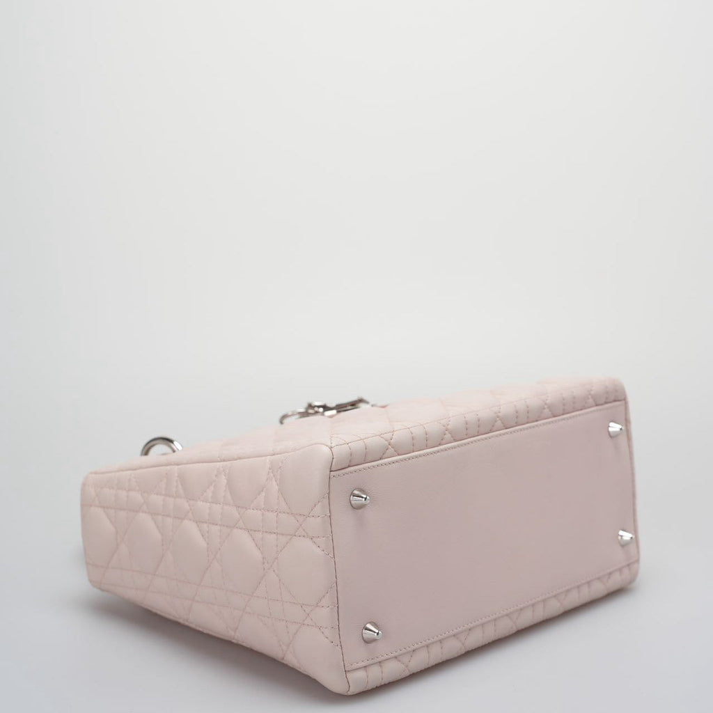 Christian Dior Cherry Blossom Pink Lady Dior Bag in Lambskin with Silver Hardware