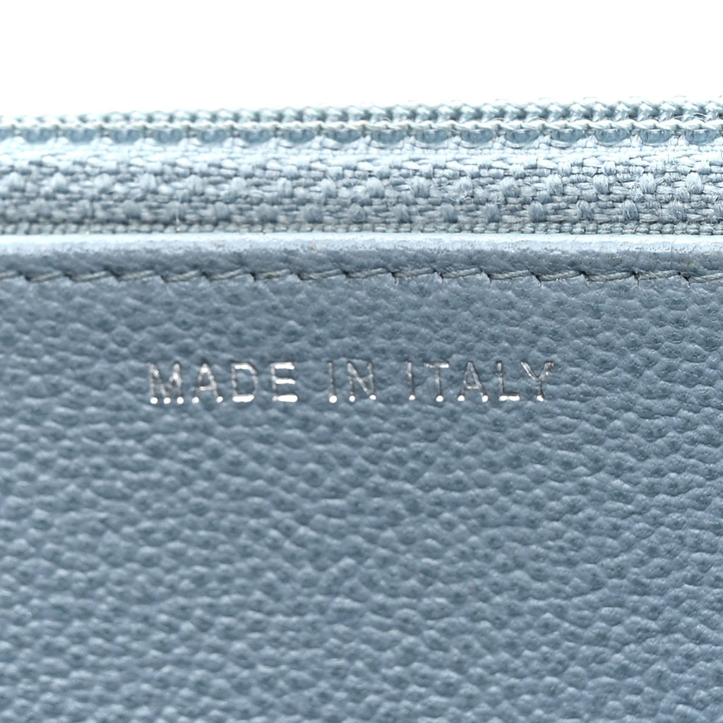 Grained Calfskin Quilted CC Box Wallet On Chain WOC Blue