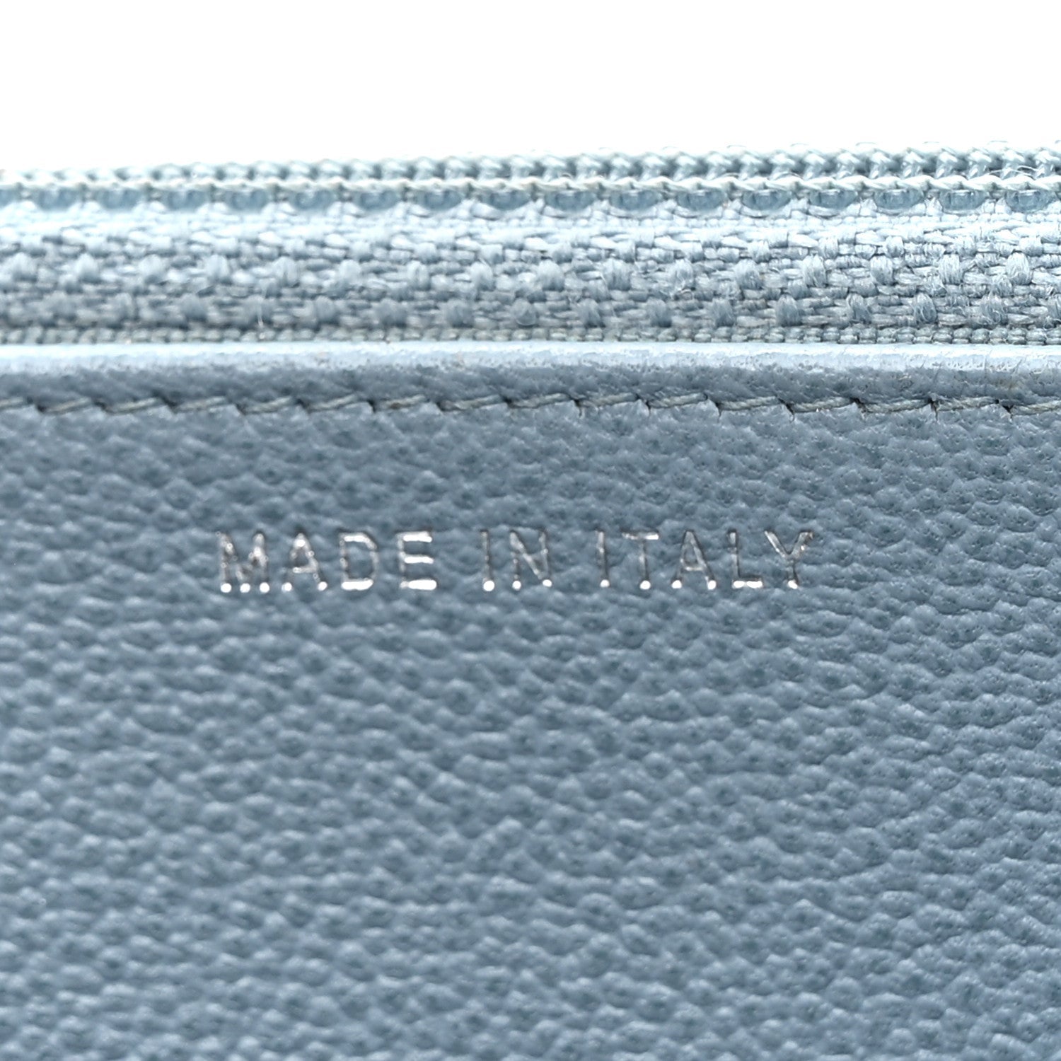 Grained Calfskin Quilted CC Box Wallet On Chain WOC Blue