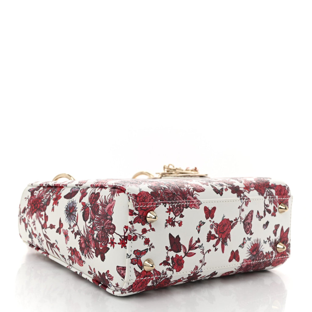Calfskin Le Coeur Des Papillons Small My ABCDior Lady Dior White Multicolor