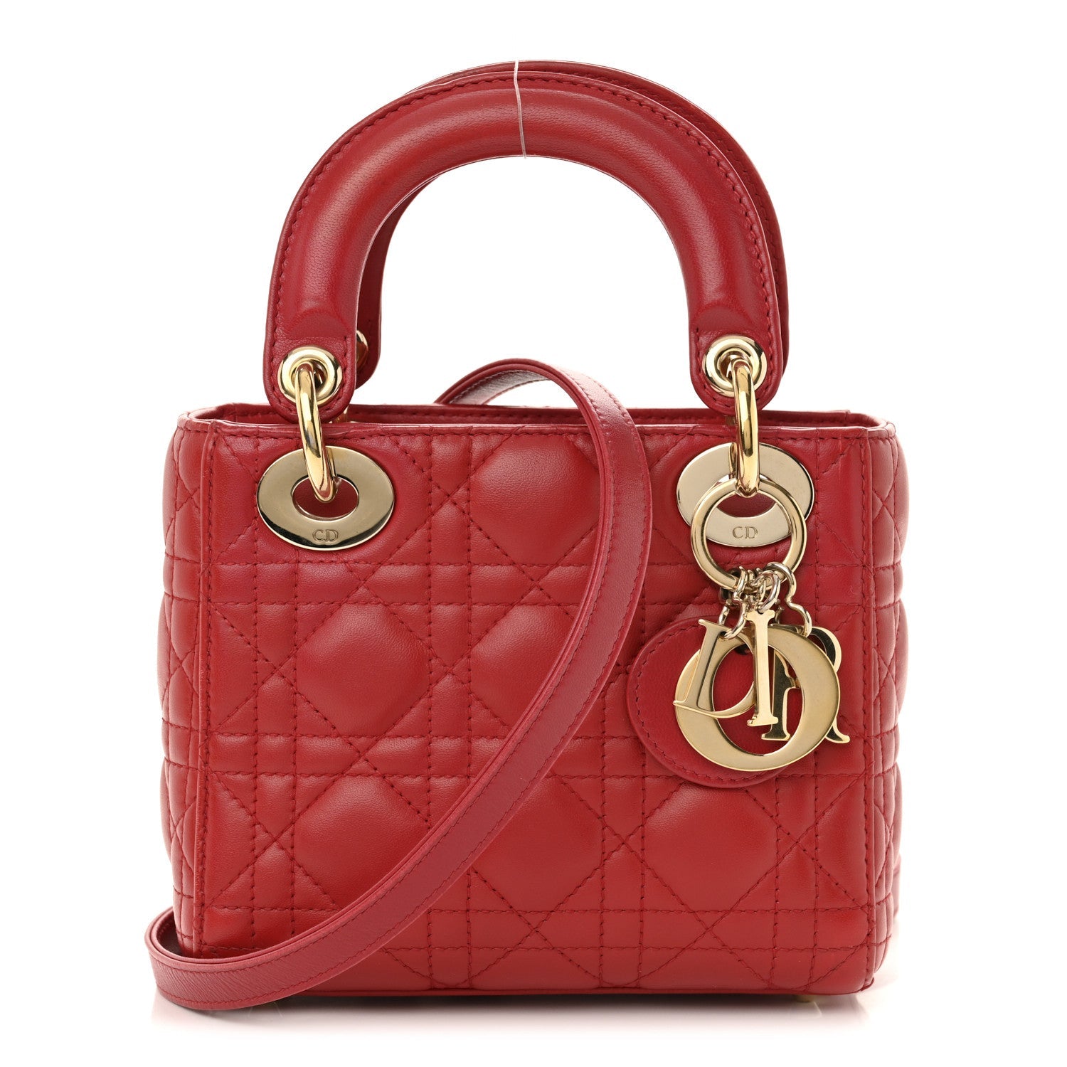 Lambskin Cannage Mini Lady Dior Red