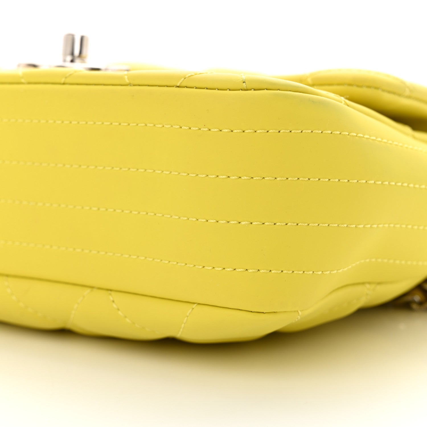 Rubber Quilted Lambskin Mini Square Coco Rain Flap Yellow