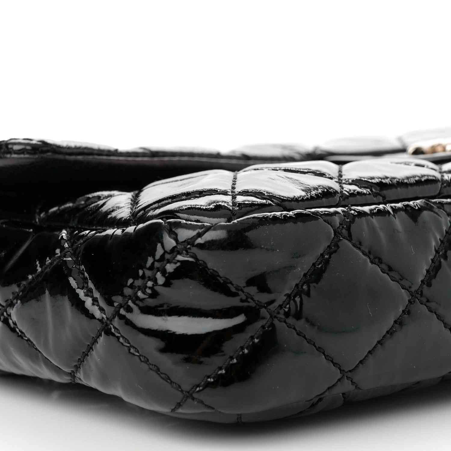 Patent Quilted Medium Single Flap Black
