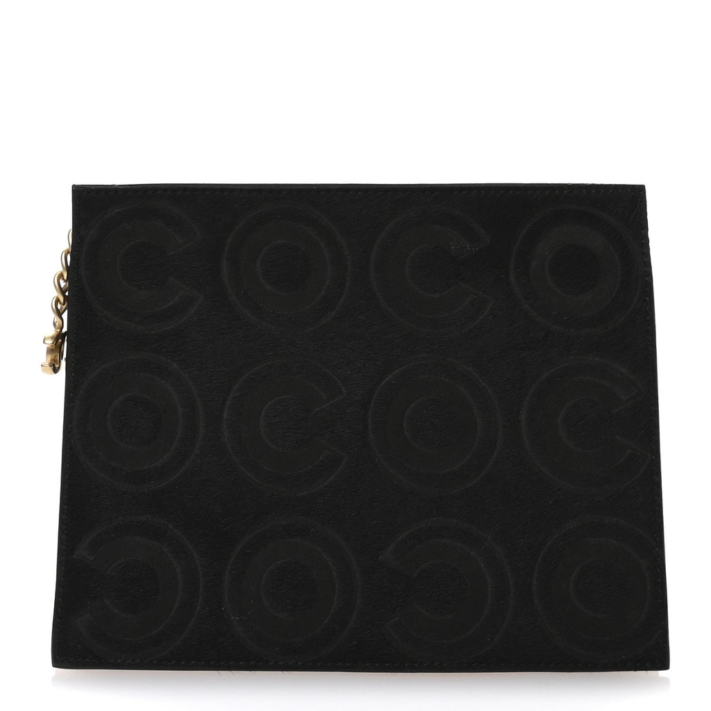 Pony Hair CocoDouble Pouch Black Rose