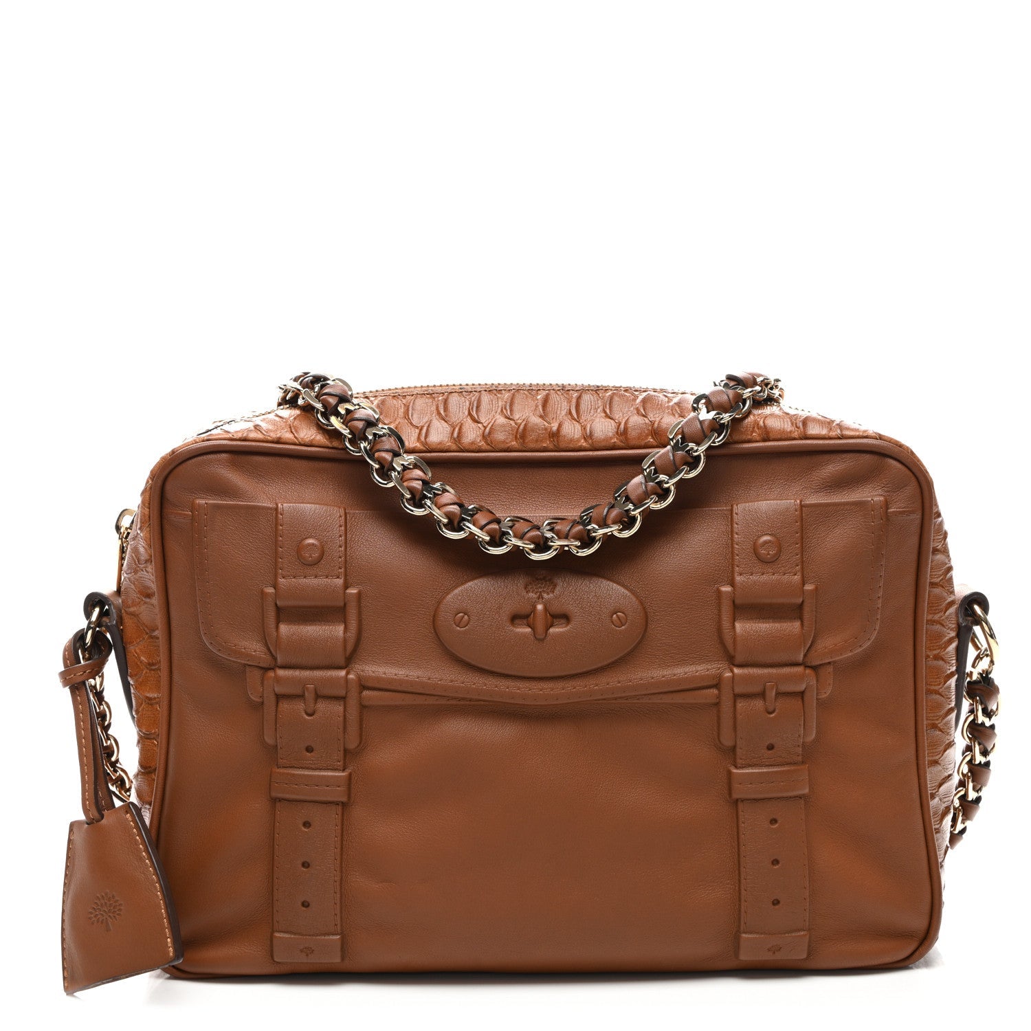 Calfskin Silky Snake Print Maisie Bag Oak