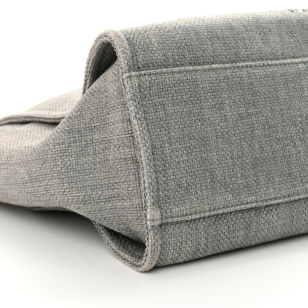 Woven Straw Raffia Large Deauville Tote Grey
