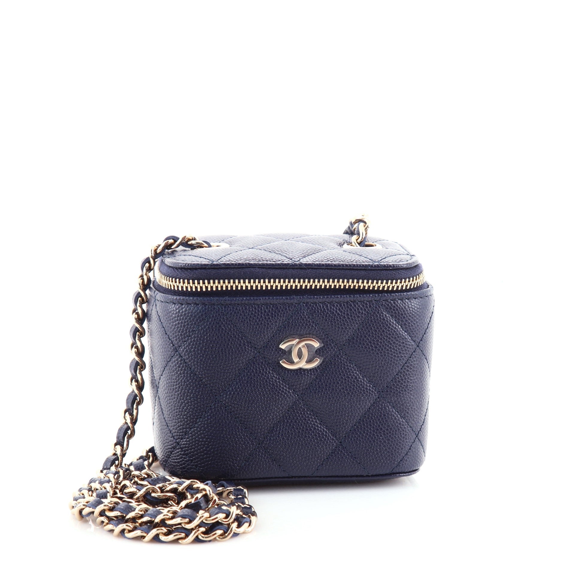 Classic Vanity Case with Chain Quilted Caviar Mini
