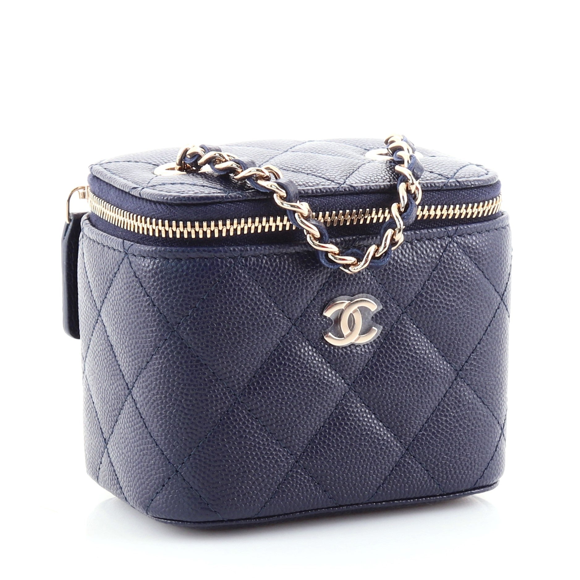 Classic Vanity Case with Chain Quilted Caviar Mini