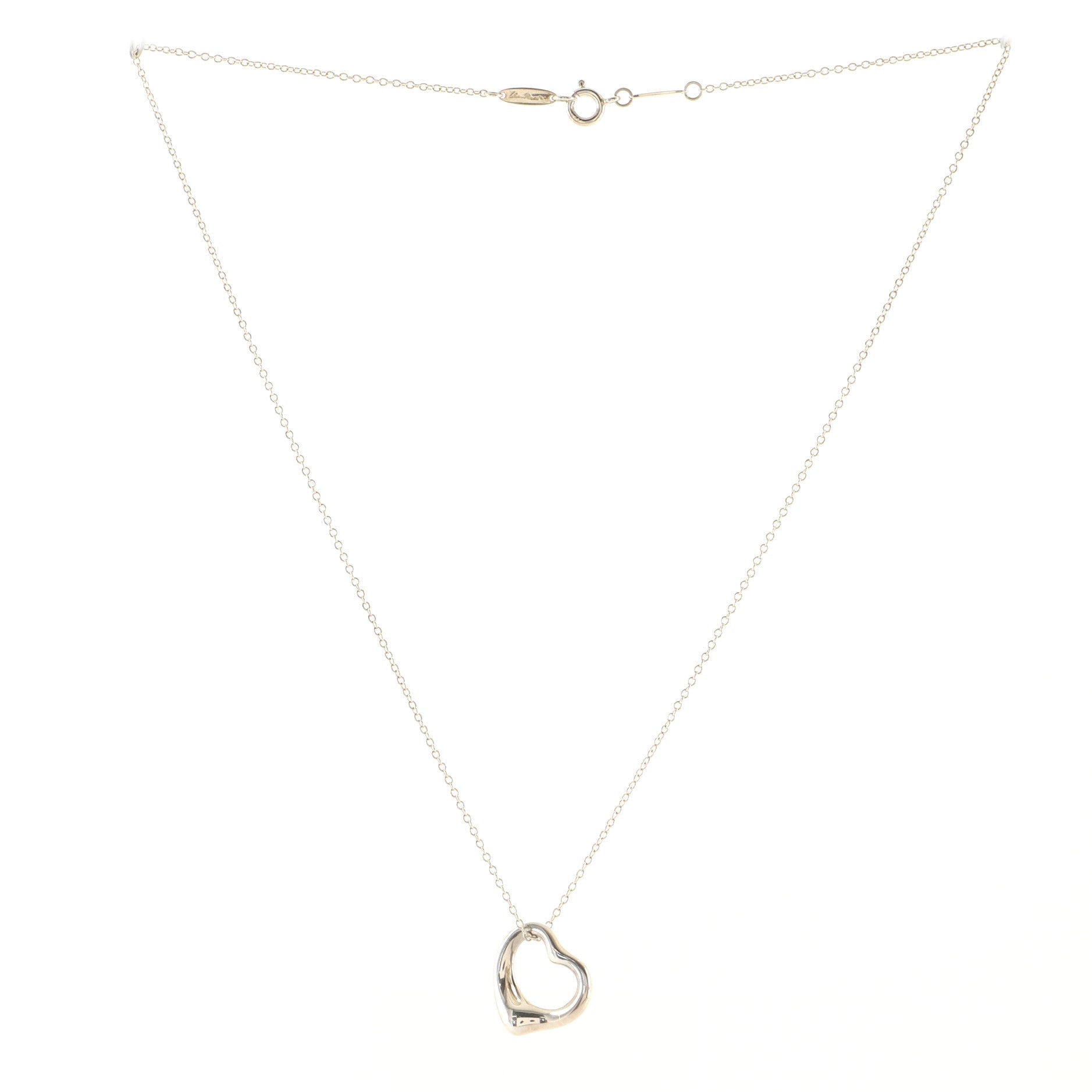 Elsa Peretti Open Heart Pendant Necklace Sterling Silver 16mm