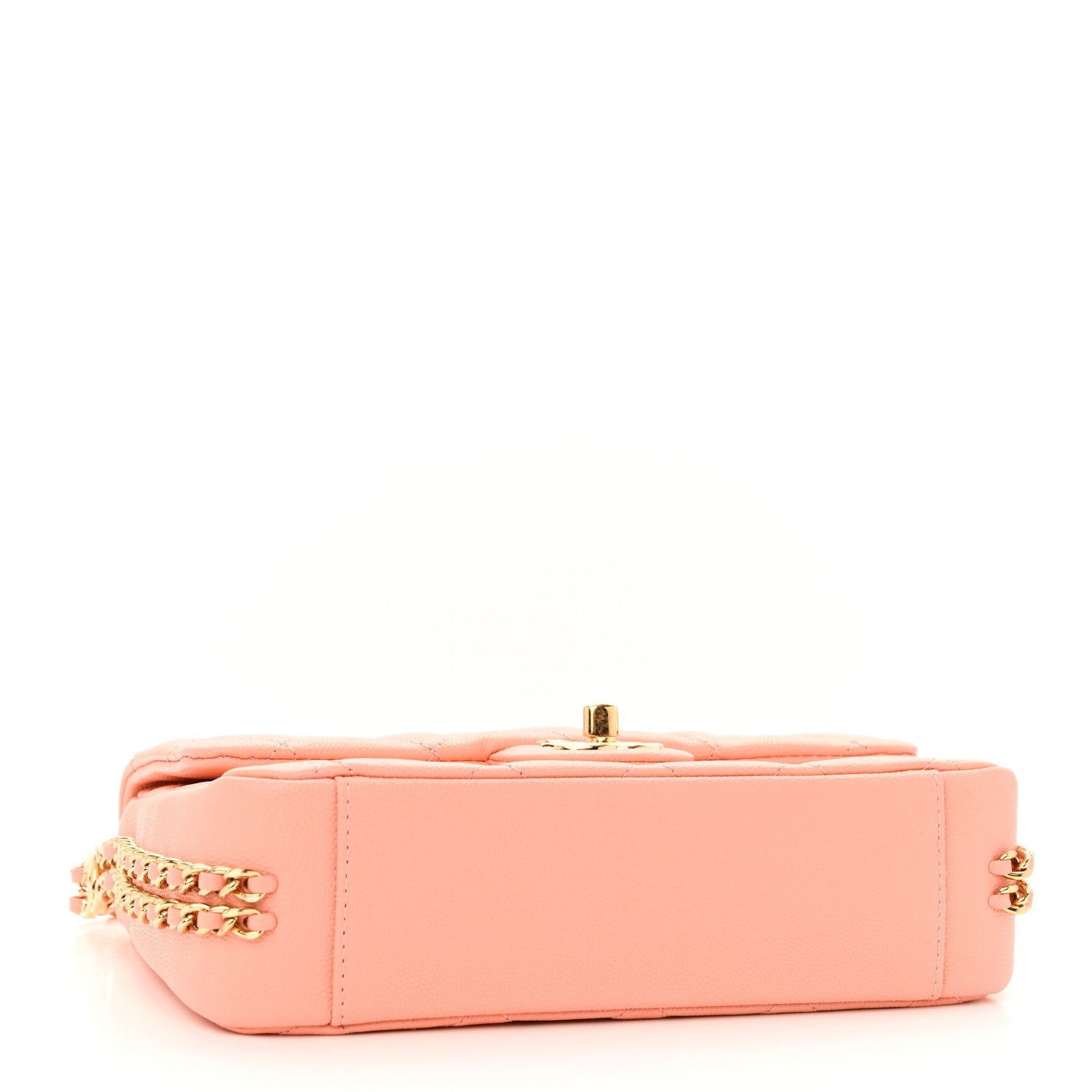 Caviar Quilted Mini CC You Flap Light Orange