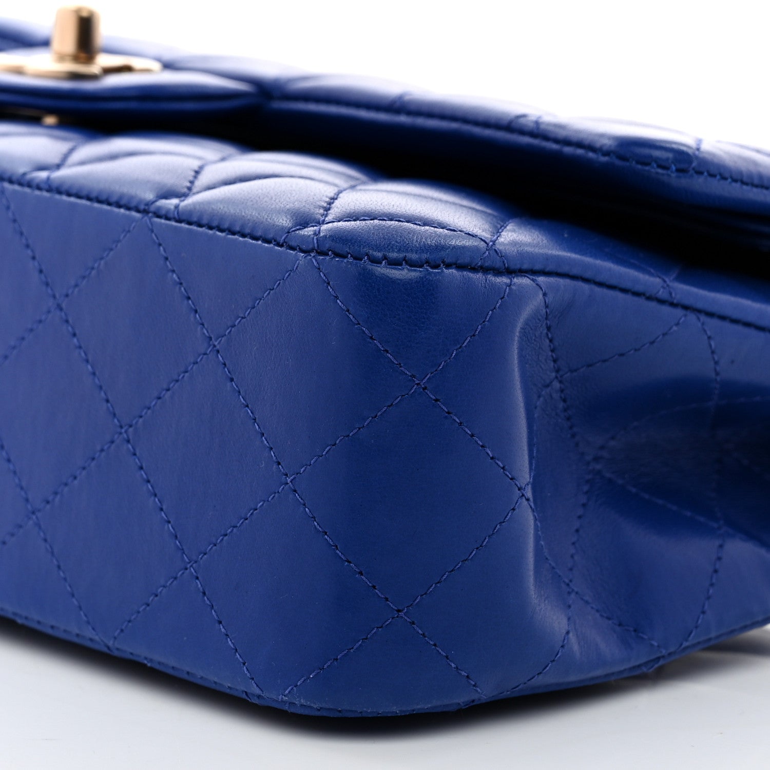 Lambskin Quilted Medium Double Flap Blue
