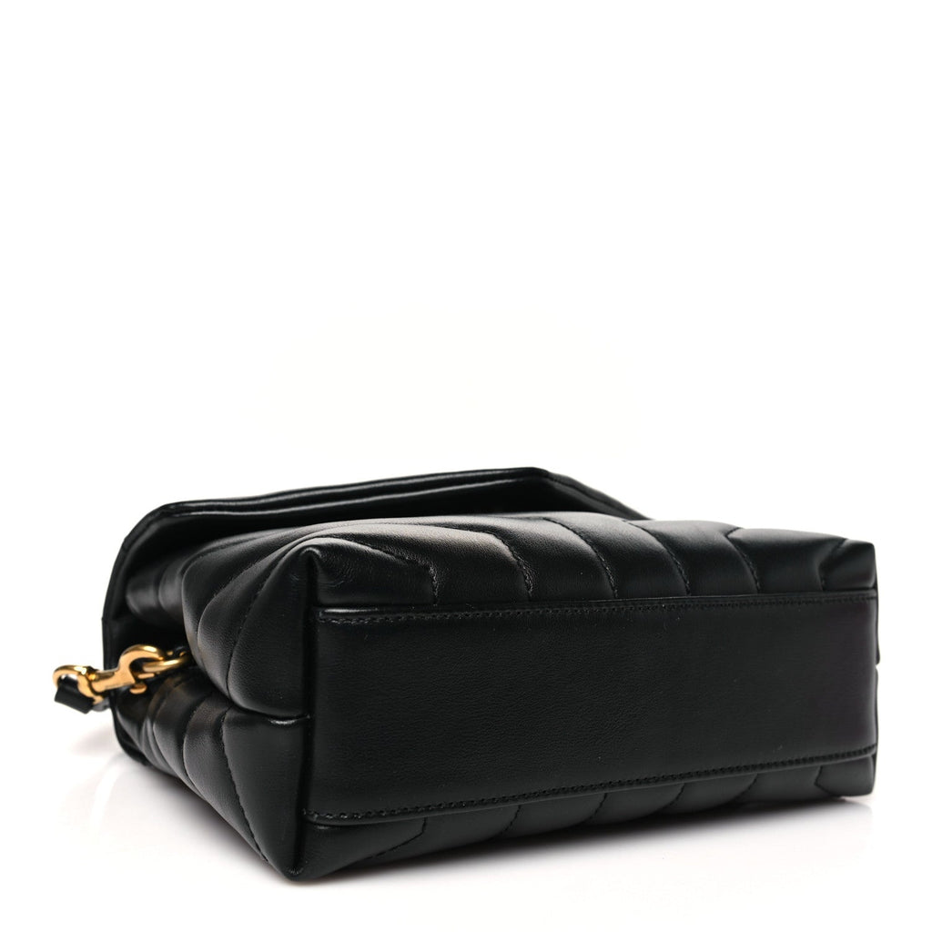 Calfskin Y Quilted Monogram Toy Loulou Crossbody Bag Black