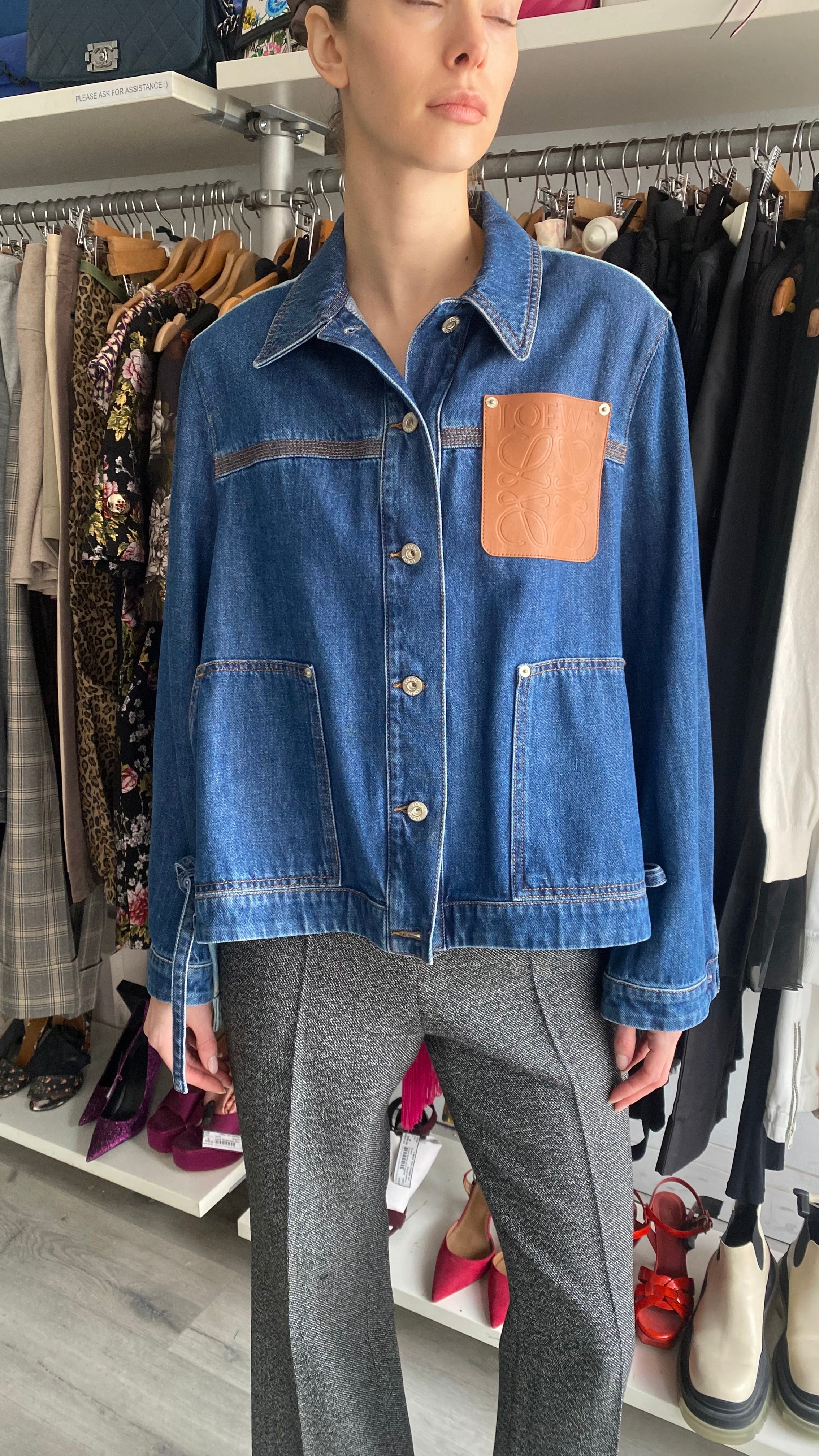 Loewe Blue Denim Anagram Logo Patch Workwear Jacket - 38 / S / US 4