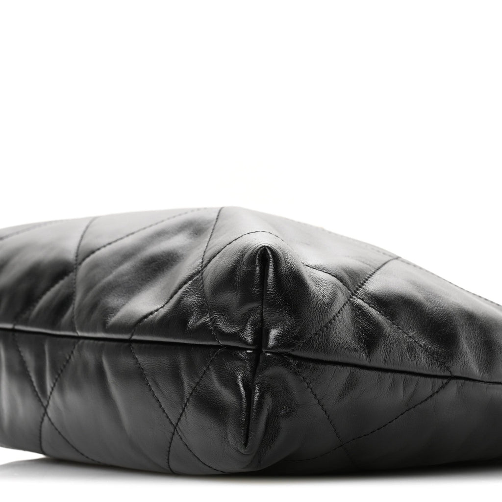Shiny Calfskin Quilted Small Chanel 22 Black
